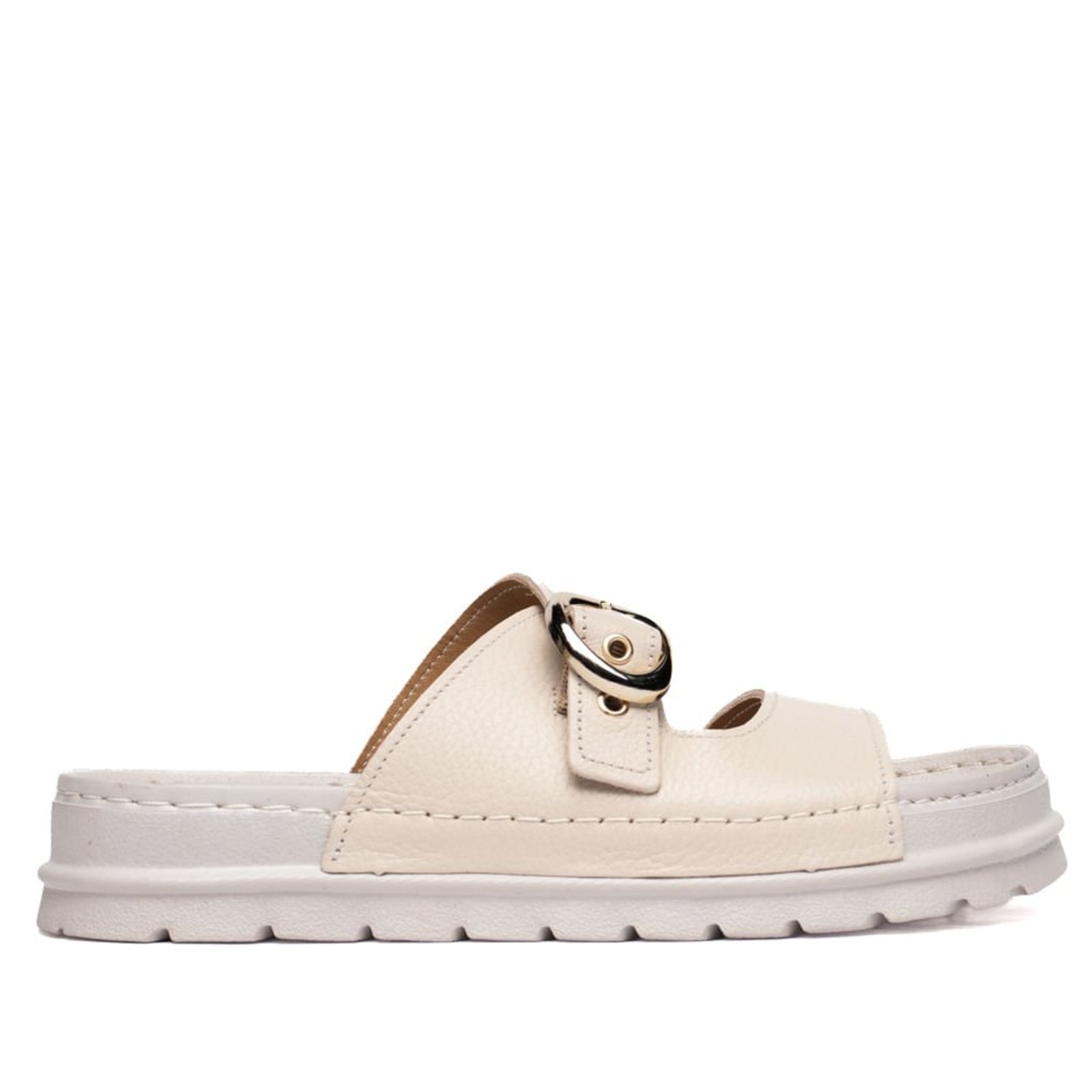 Tamanco Feminino Pegada Couro Levitech Off White/Bege