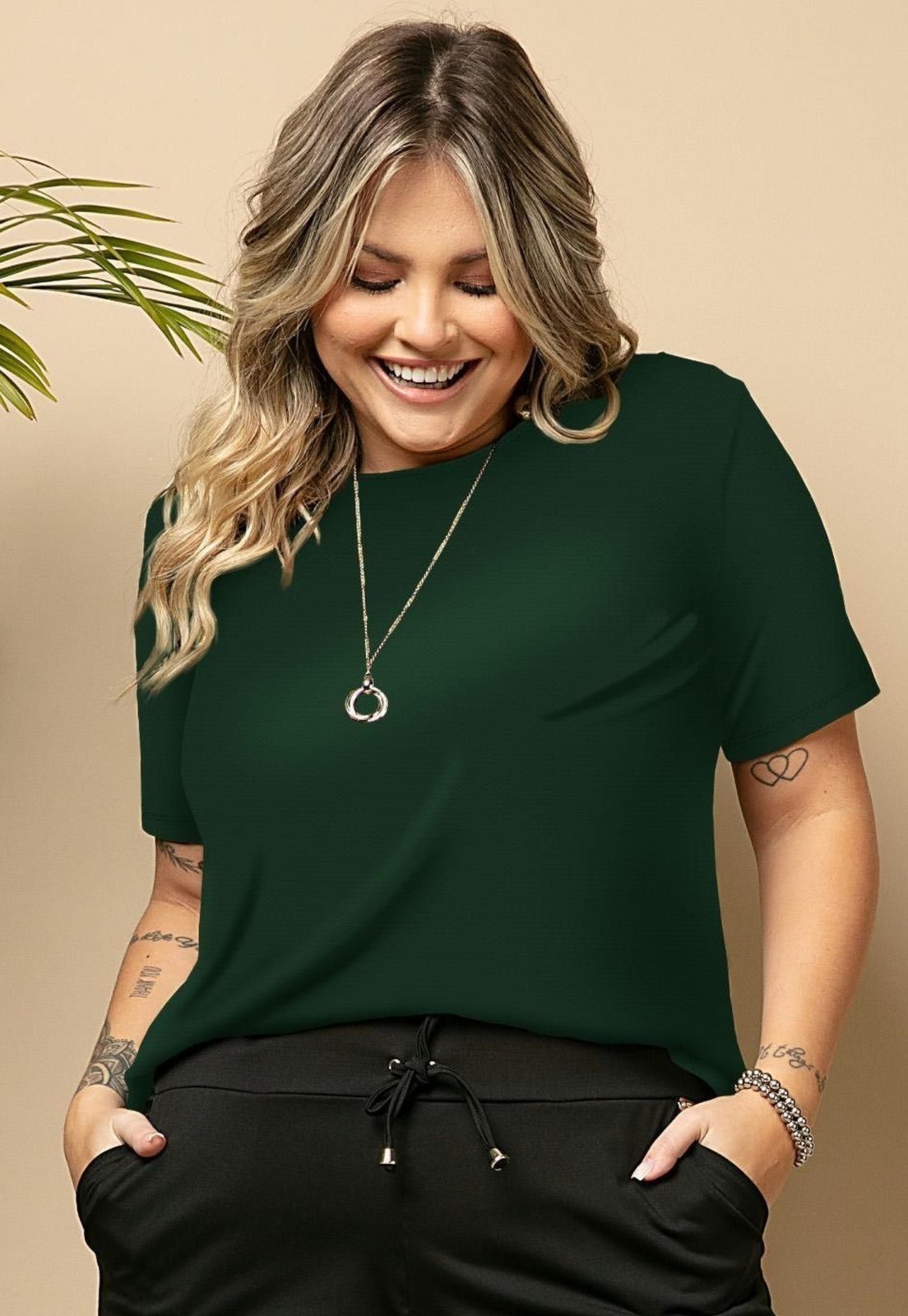 Blusa Com Mangas Curtas Verde Quintess