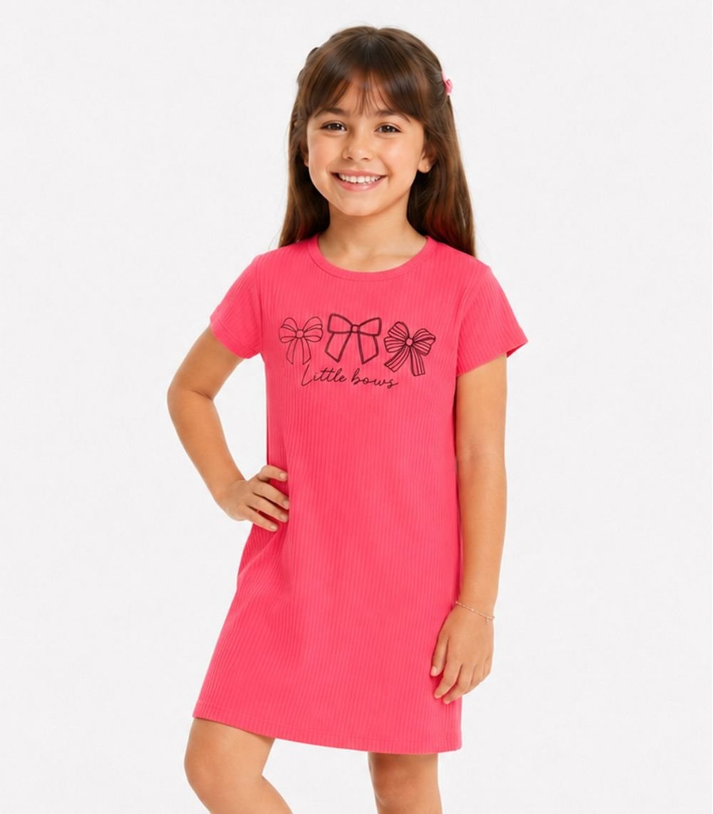 Infantil - Vestido Ribana Canelada E Estampa Select Laranja