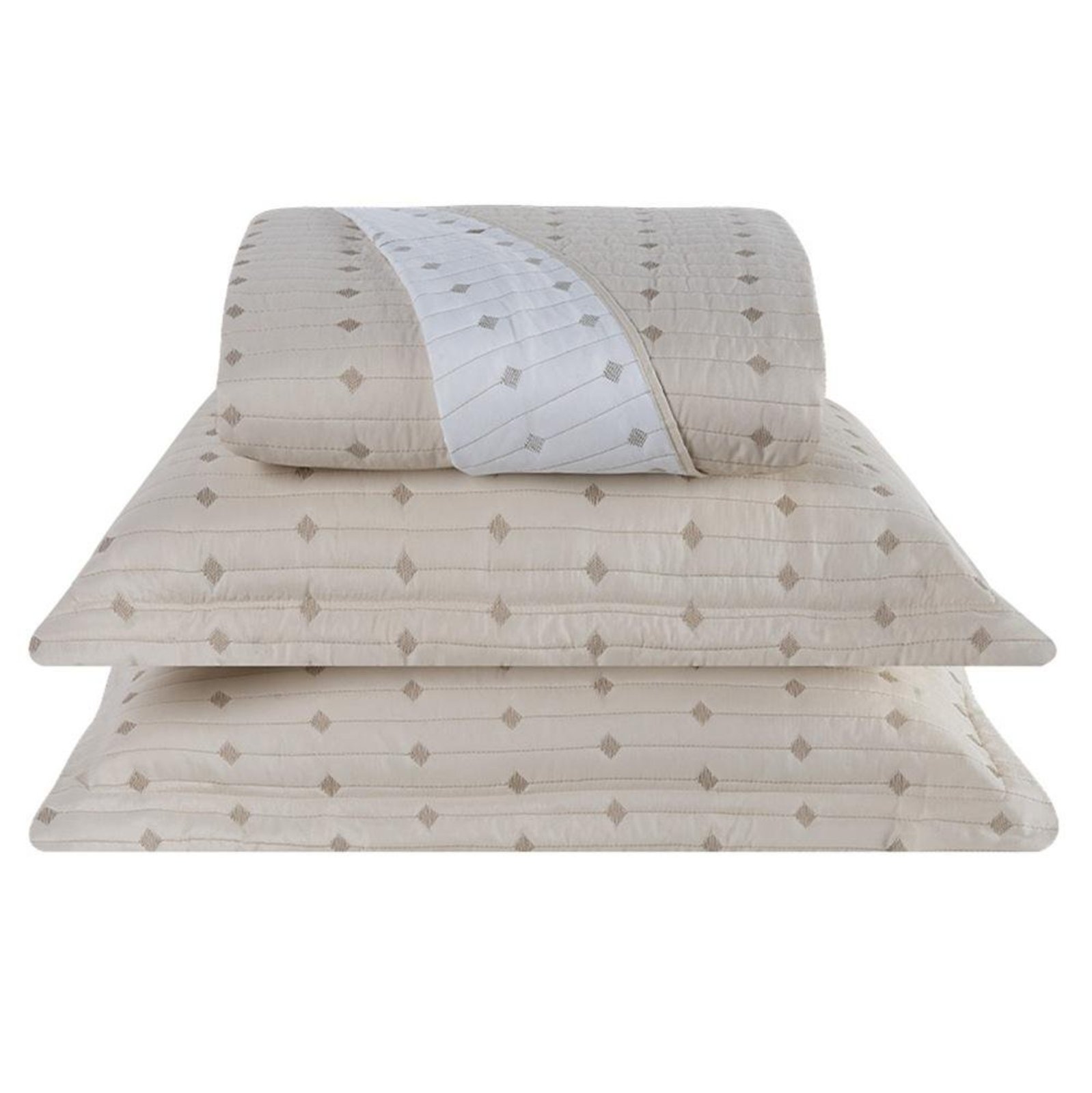 Cobre Leito Casal Padrão Decor Bordado 200 Fios 3 Peças - Avela - Hipercal 100% Poliéster