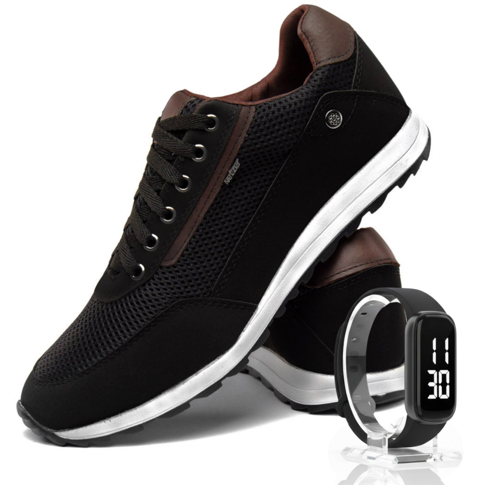 Kit Tênis Masculino Sapatênis Jogging Casual + Relógio +Carteira