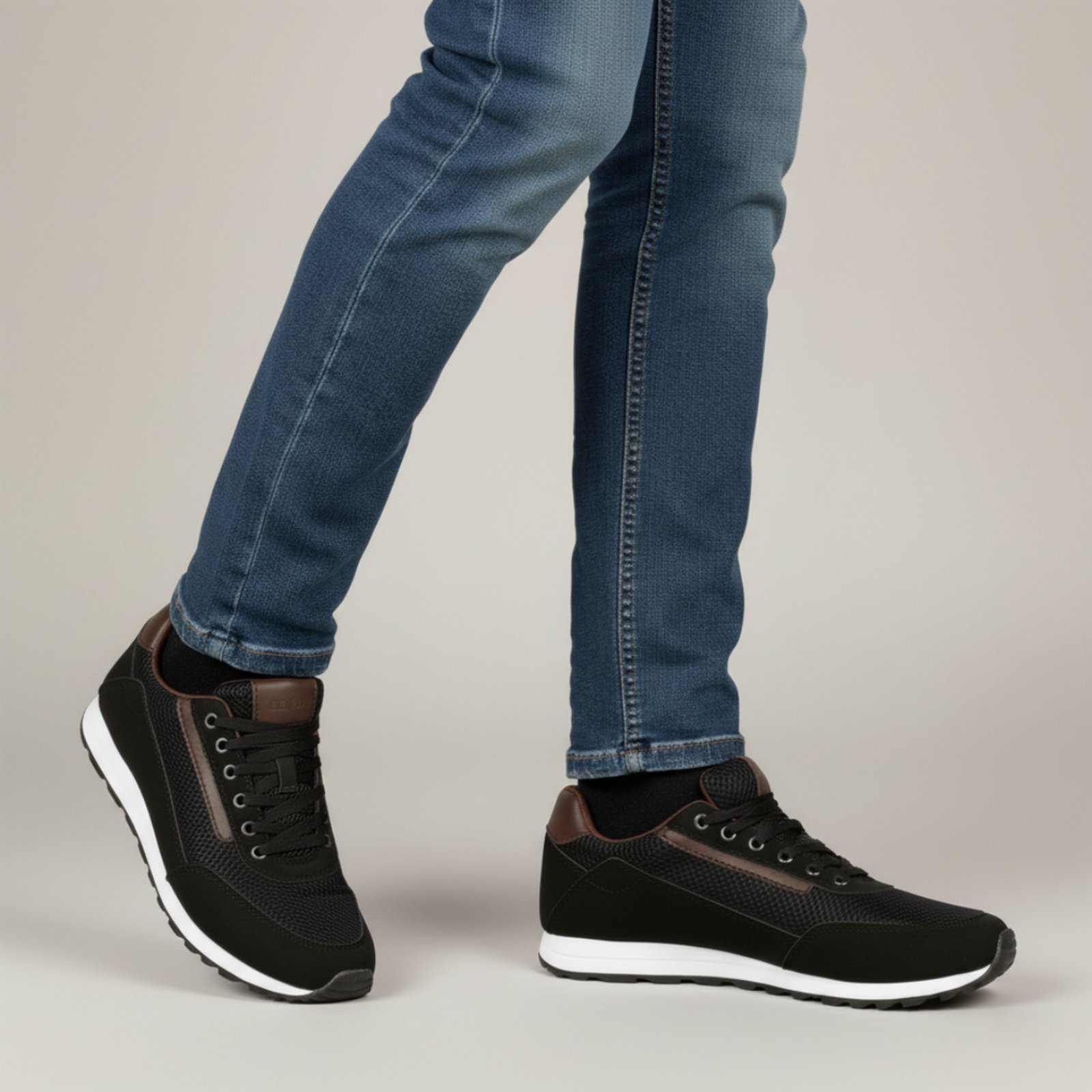 Vista 3 Kit Tênis Masculino Sapatênis Jogging Casual + Relógio +Carteira Sapatofran branco/preto Sapatofran branco/preto
