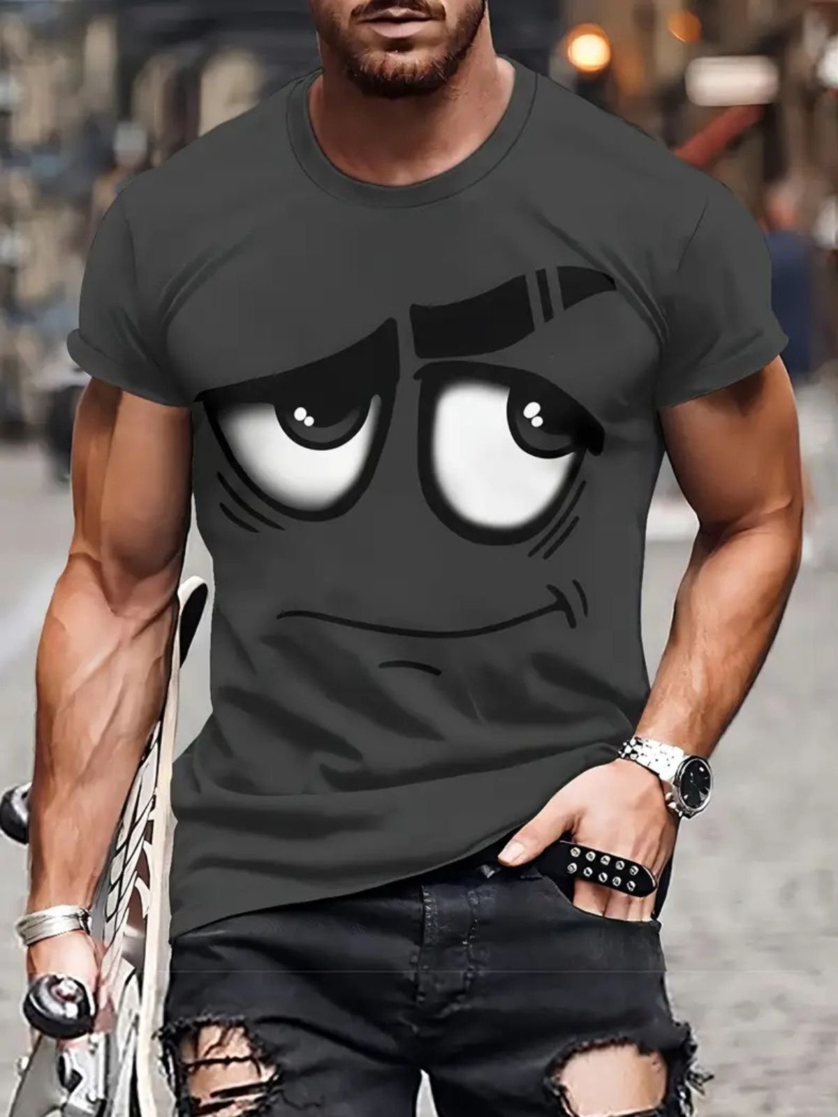 Camiseta Estampada Olho Safira Moda Algodão Preto