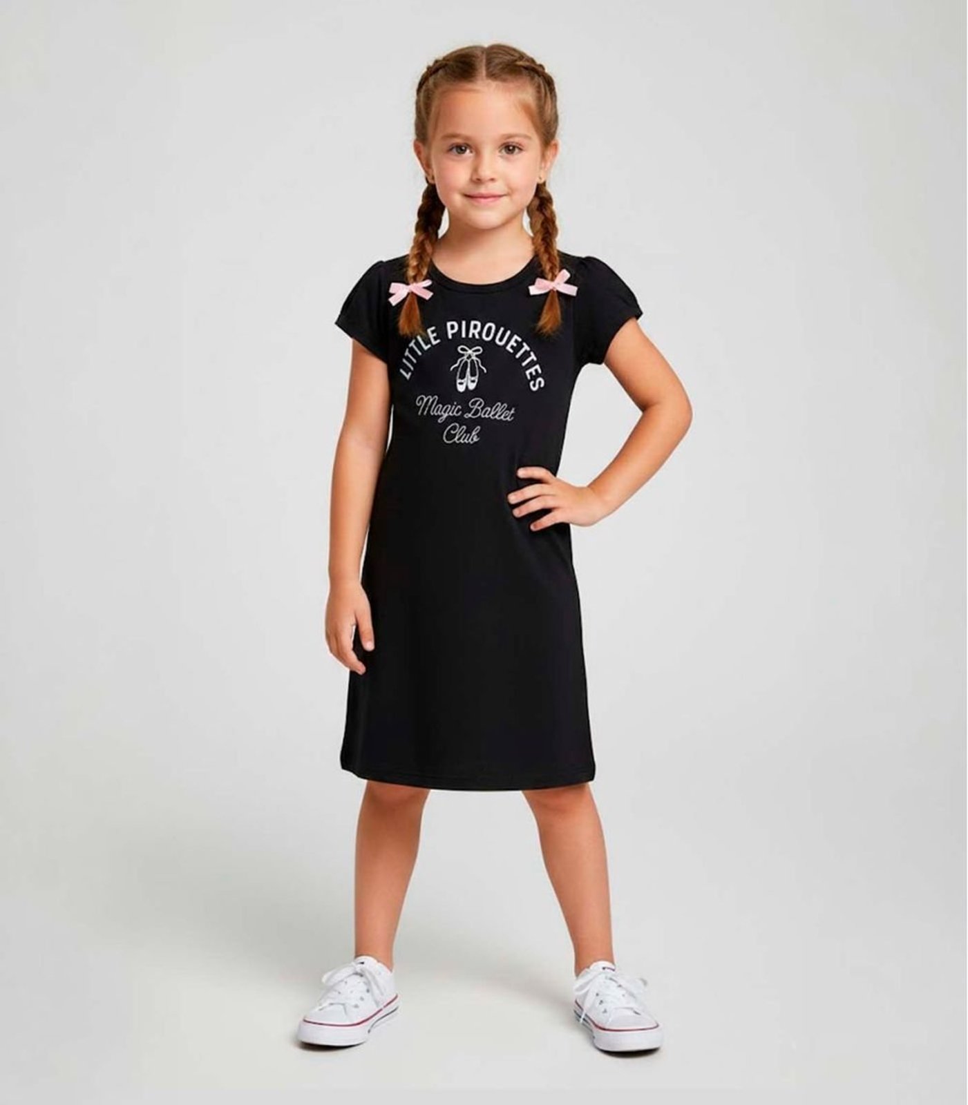Infantil - Vestido Manga Curta Estampado Select Preto