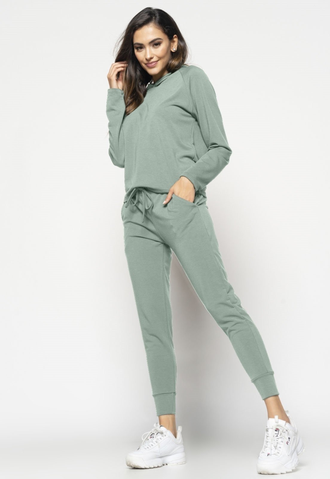 Conjunto Salvatore Comfy Com Casaco Capuz e Jogger Moletinho verde