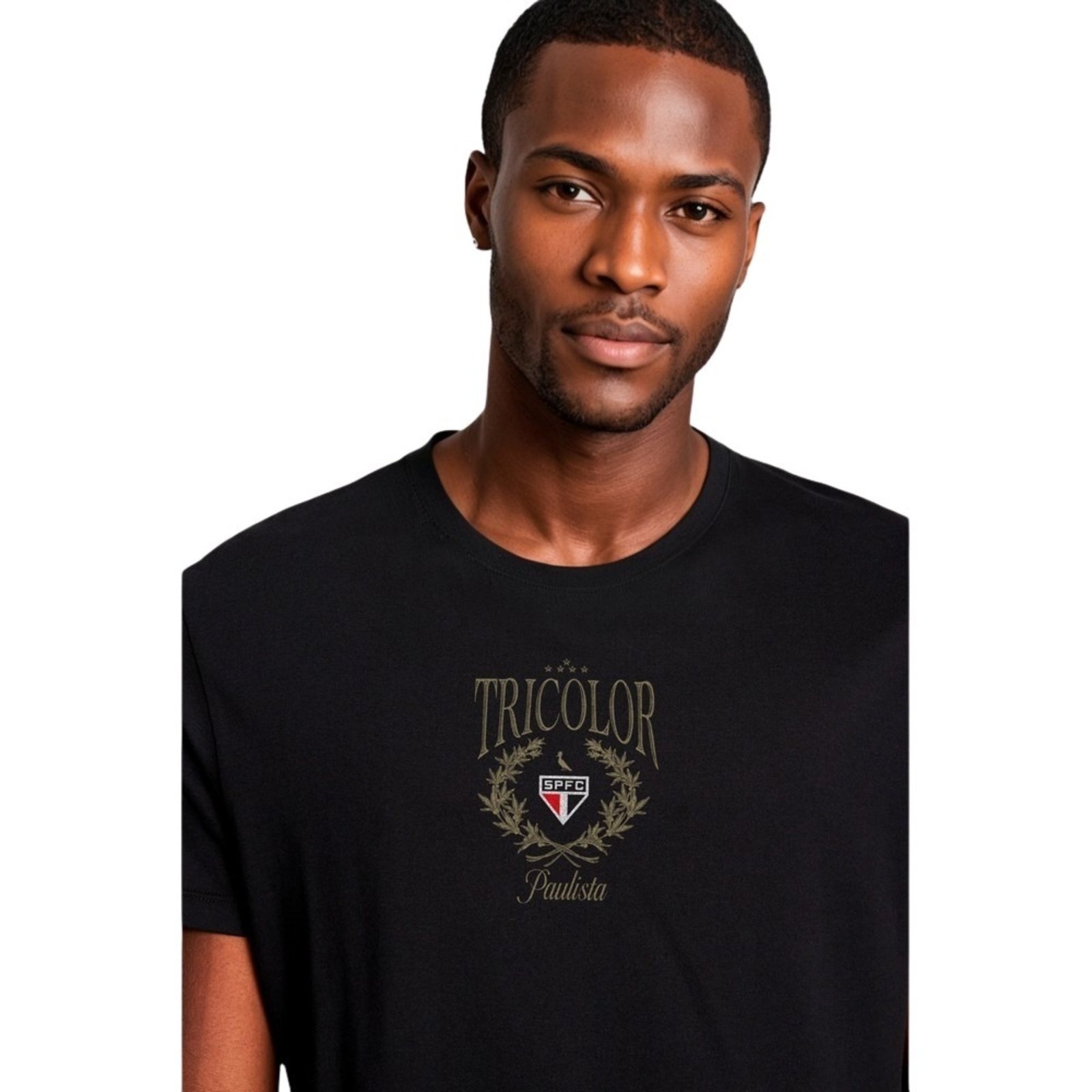 Vista 2 Camiseta Est Tricolor Paulista Reserva preto Reserva preto