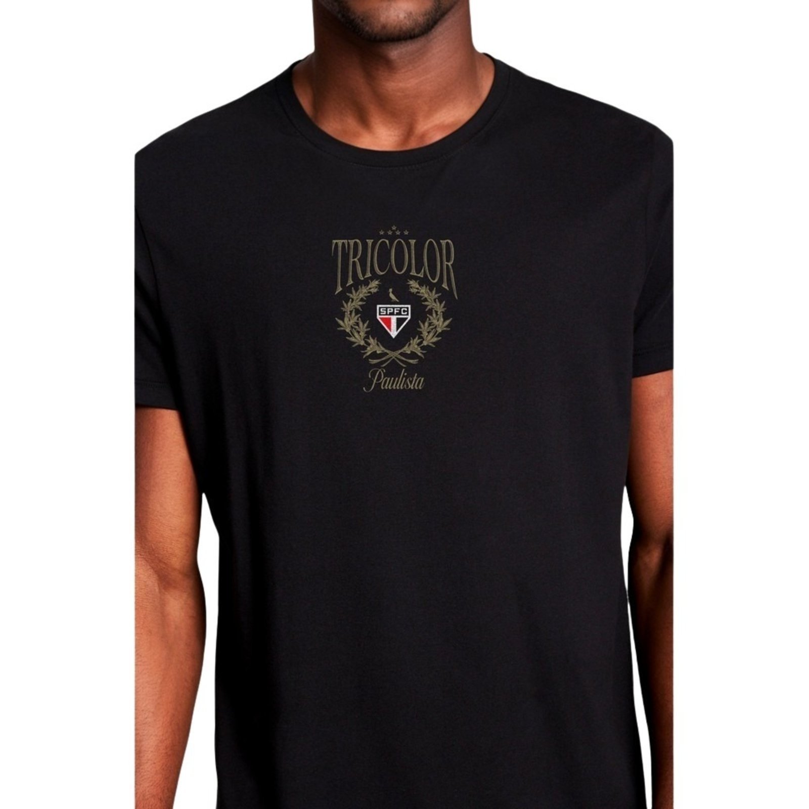 Vista 3 Camiseta Est Tricolor Paulista Reserva preto Reserva preto