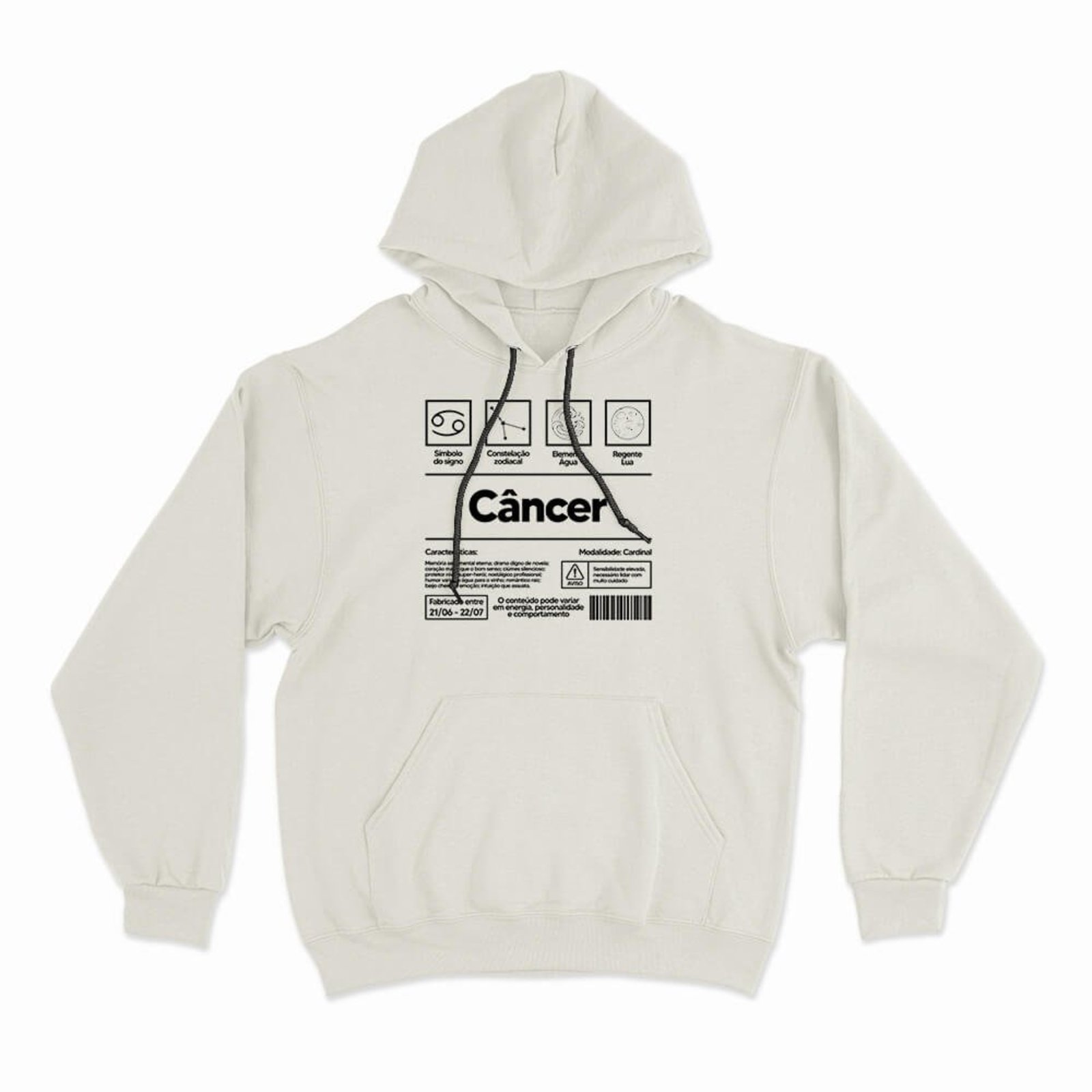 Moletom Com Capuz Câncer - Off White - Casual - Studio Geek