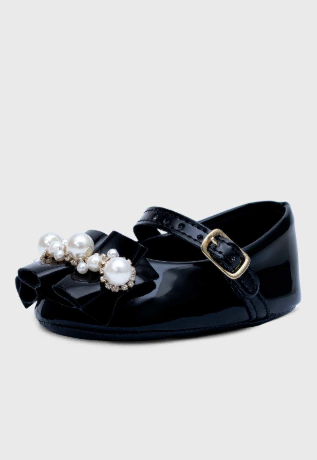 Infantil - Sapatilha Pópidi Menina Pérola Sanfonado Preto