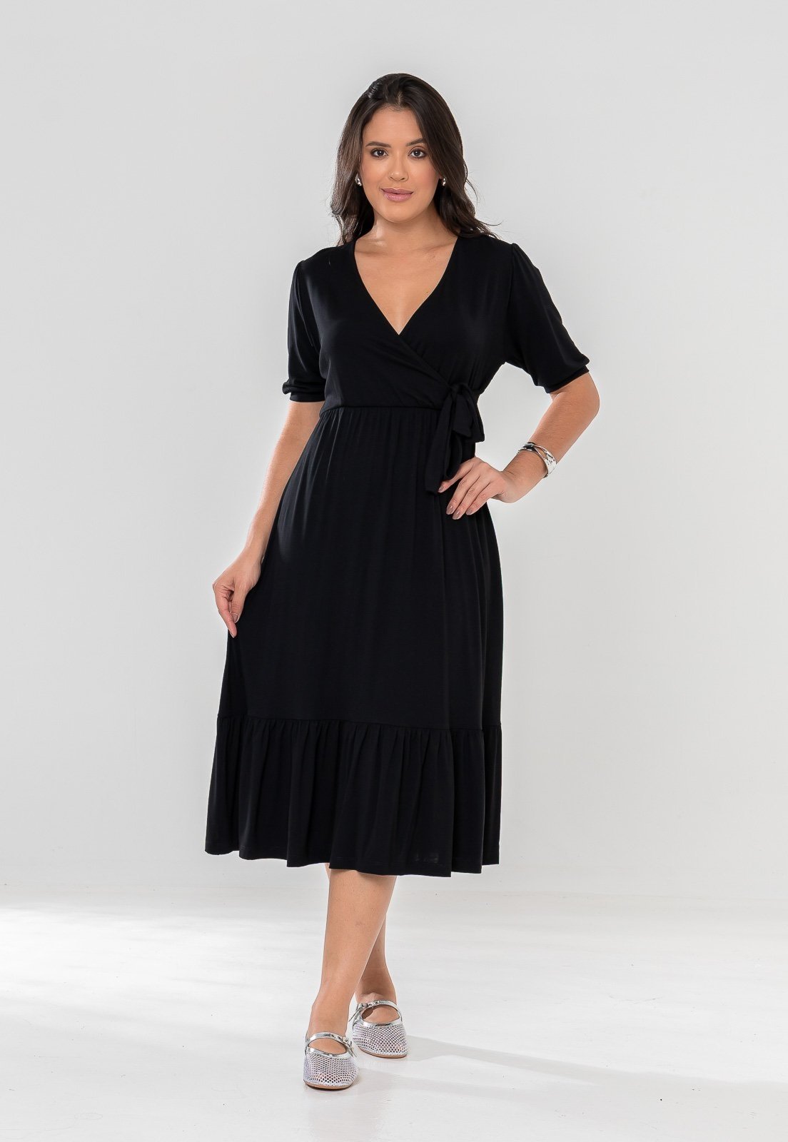 Vestido Aura Manuela Liso Preto