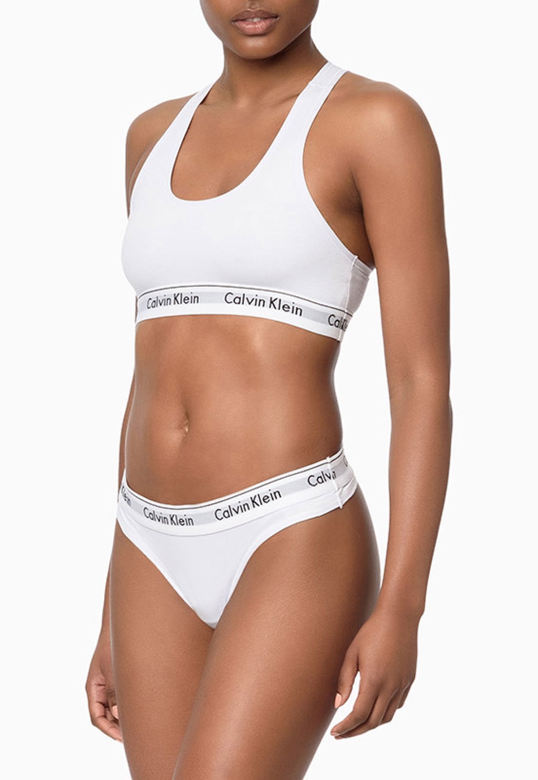 Vista 2 Calcinha Calvin Klein Underwear Fio Dental Modern Cotton F3790P Branca branco Calvin Klein Underwear branco