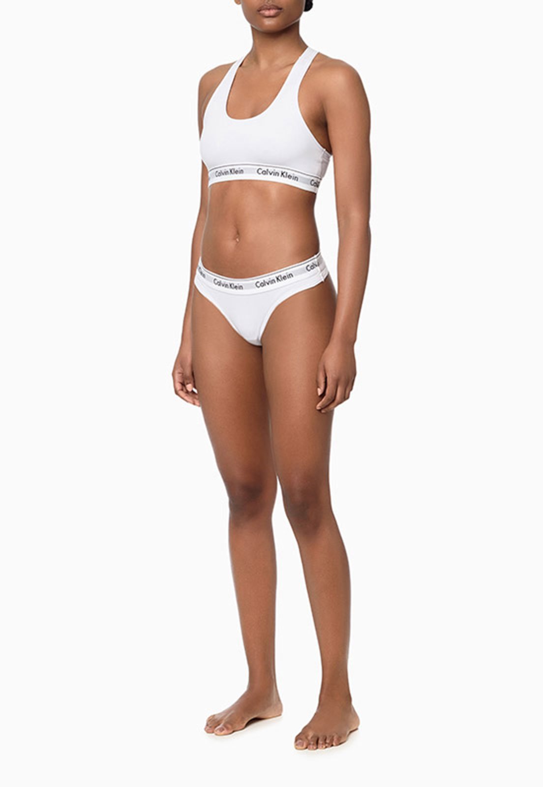 Vista 3 Calcinha Calvin Klein Underwear Fio Dental Modern Cotton F3790P Branca branco Calvin Klein Underwear branco