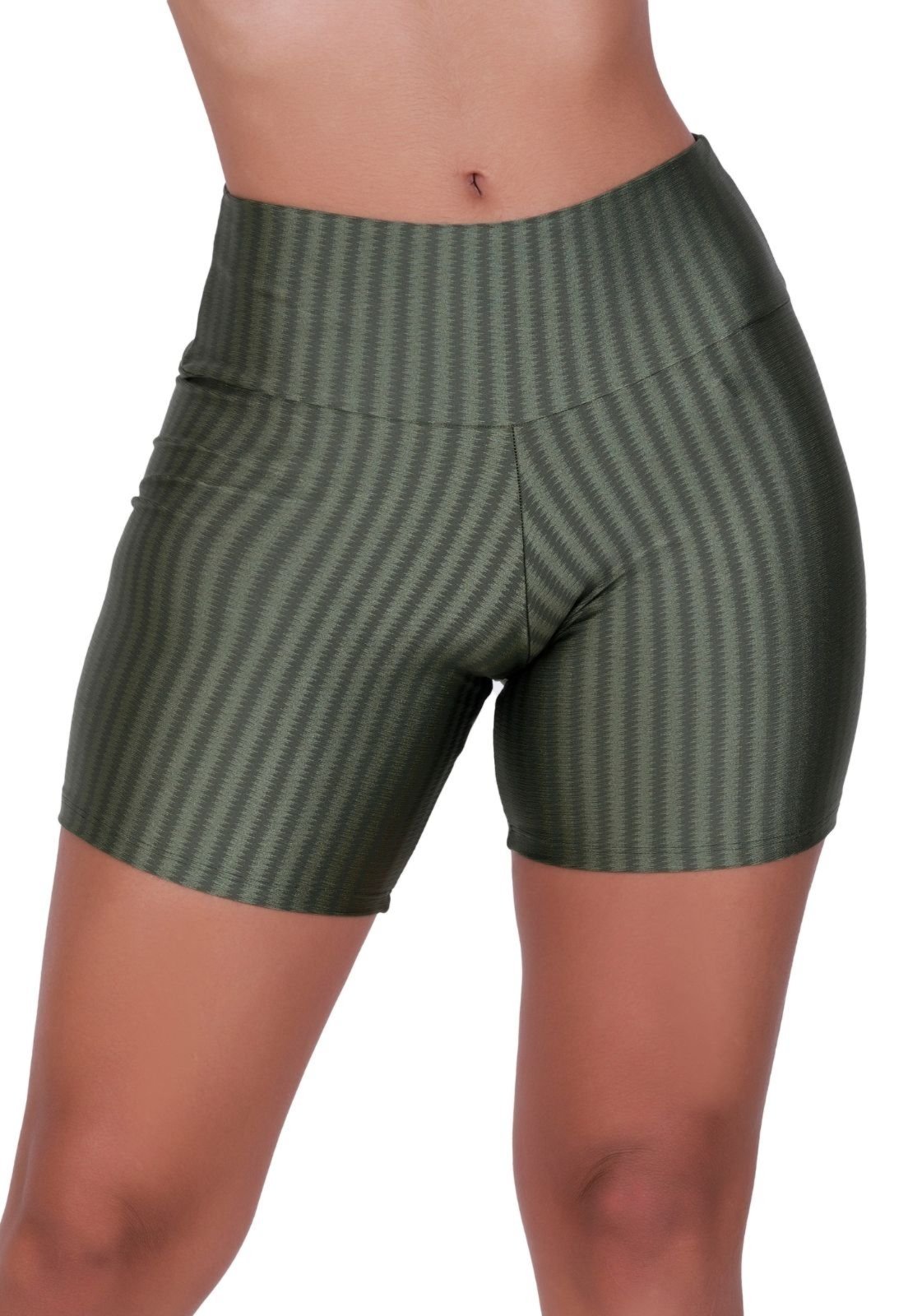 Short Cintura Alta Terra e Mar Academia Fitness 3D Verde