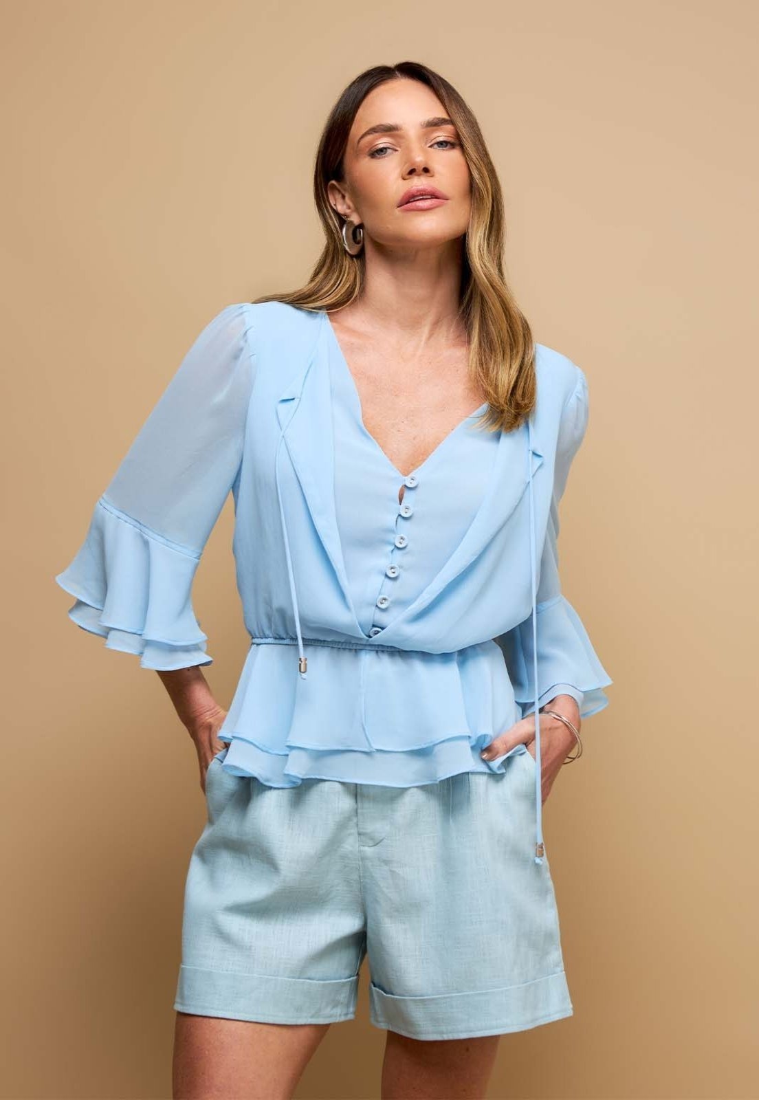 Camisa com Transparência Azul
