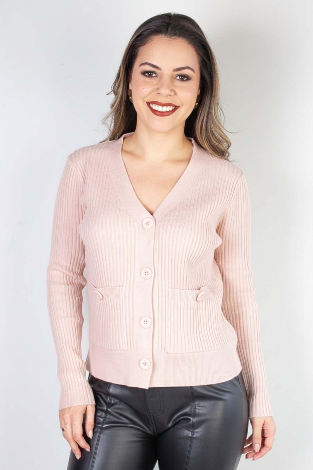 Casaco Enluaze Tricot Botões e bolsos 80994 – Blush