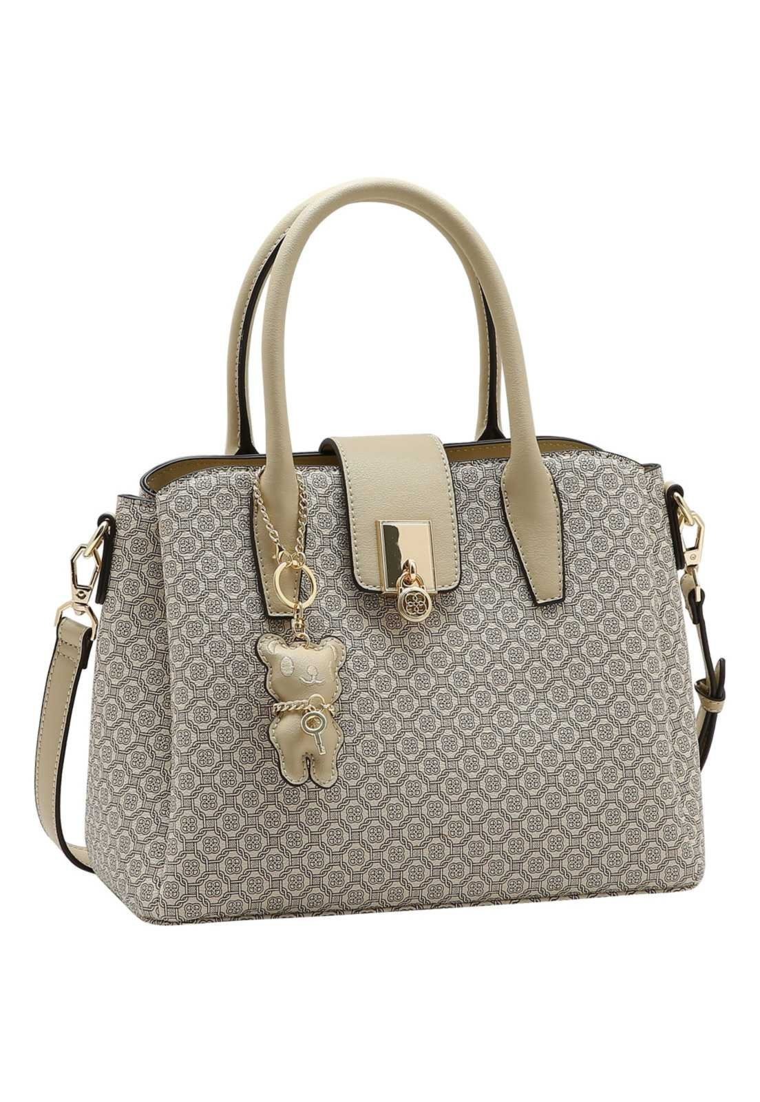Bolsa Feminina Chenson Mão Monograma em Correntes 3485771 Bege