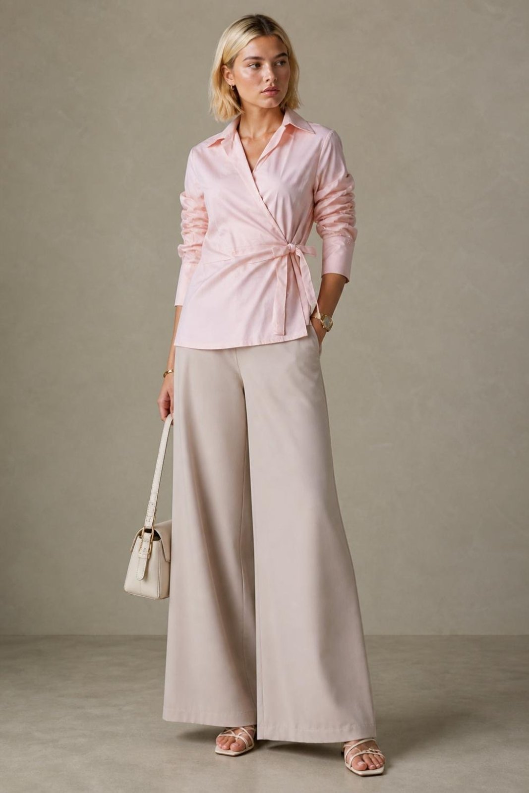 Camisa transpassada com pregas Rosa