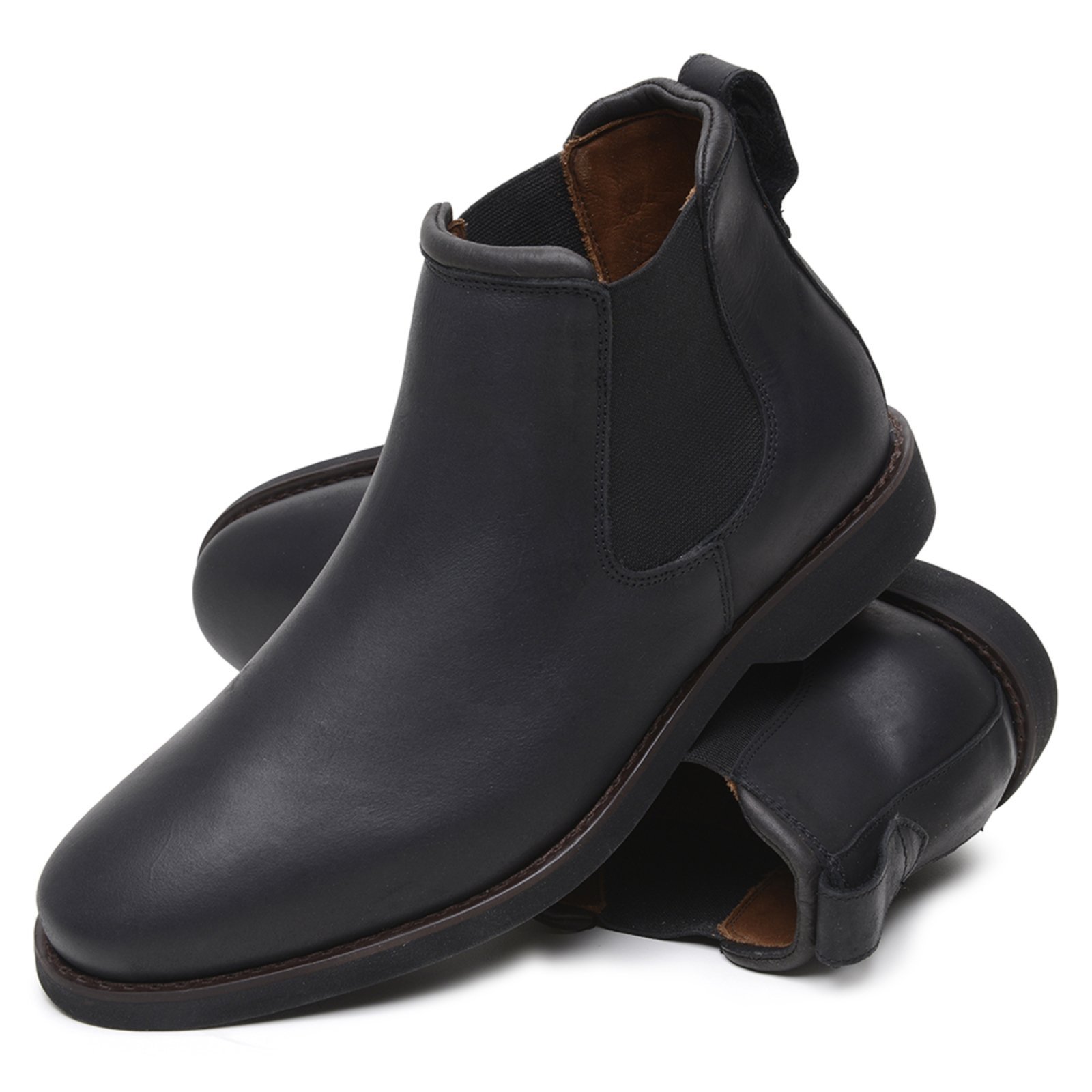Bota Masculina Chelsea Veritimo Botina Em Couro Robusta Urbana Anatômica Conforto Macia Preto