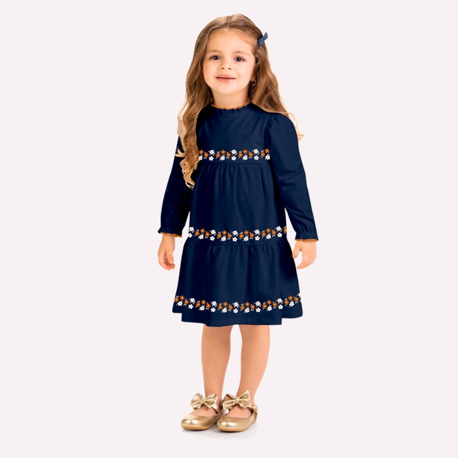 Infantil - Vestido Menina Flores Milon