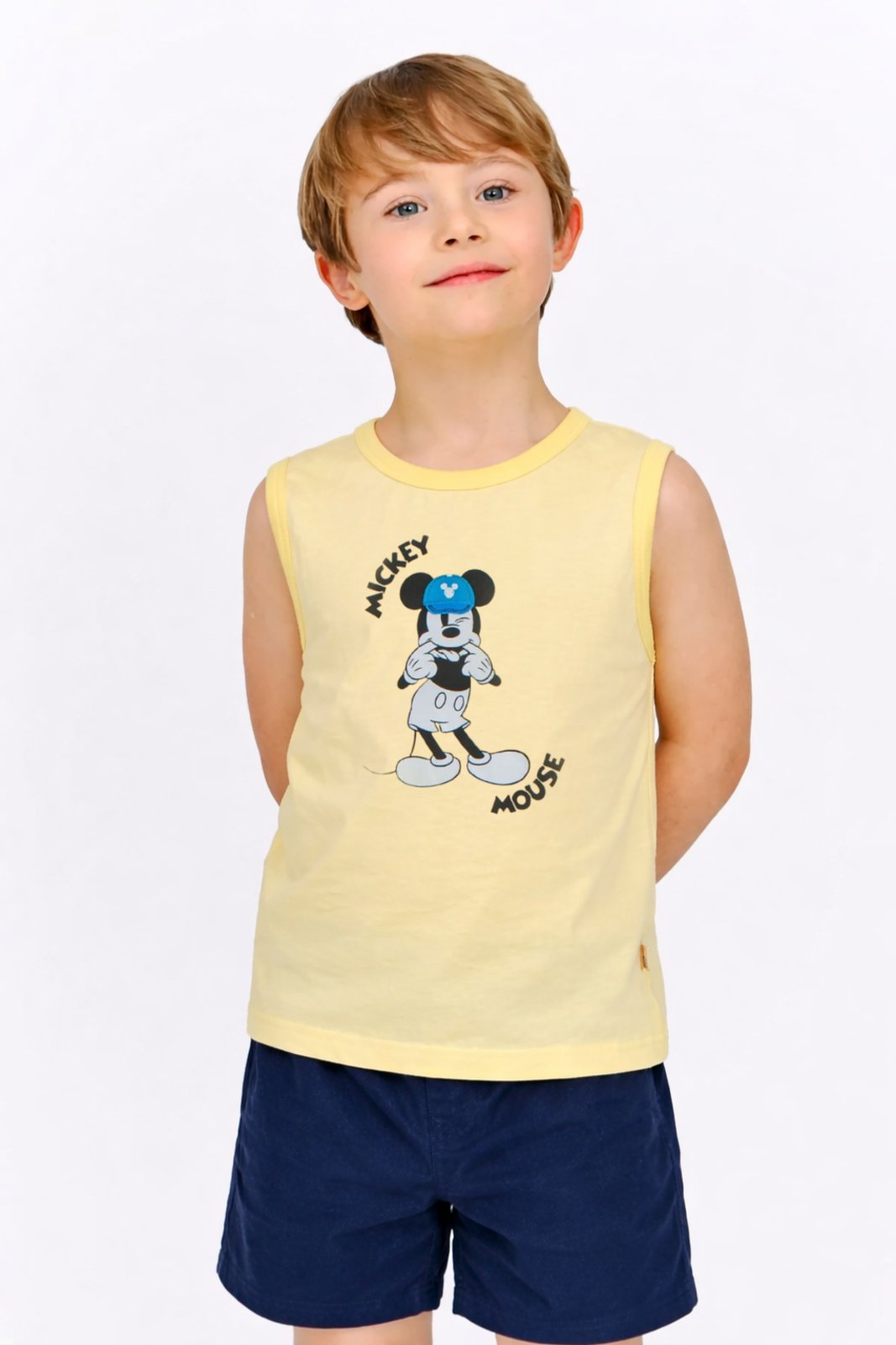 Infantil - Regata Menino Mickey e Amigos Amarela Amarelo