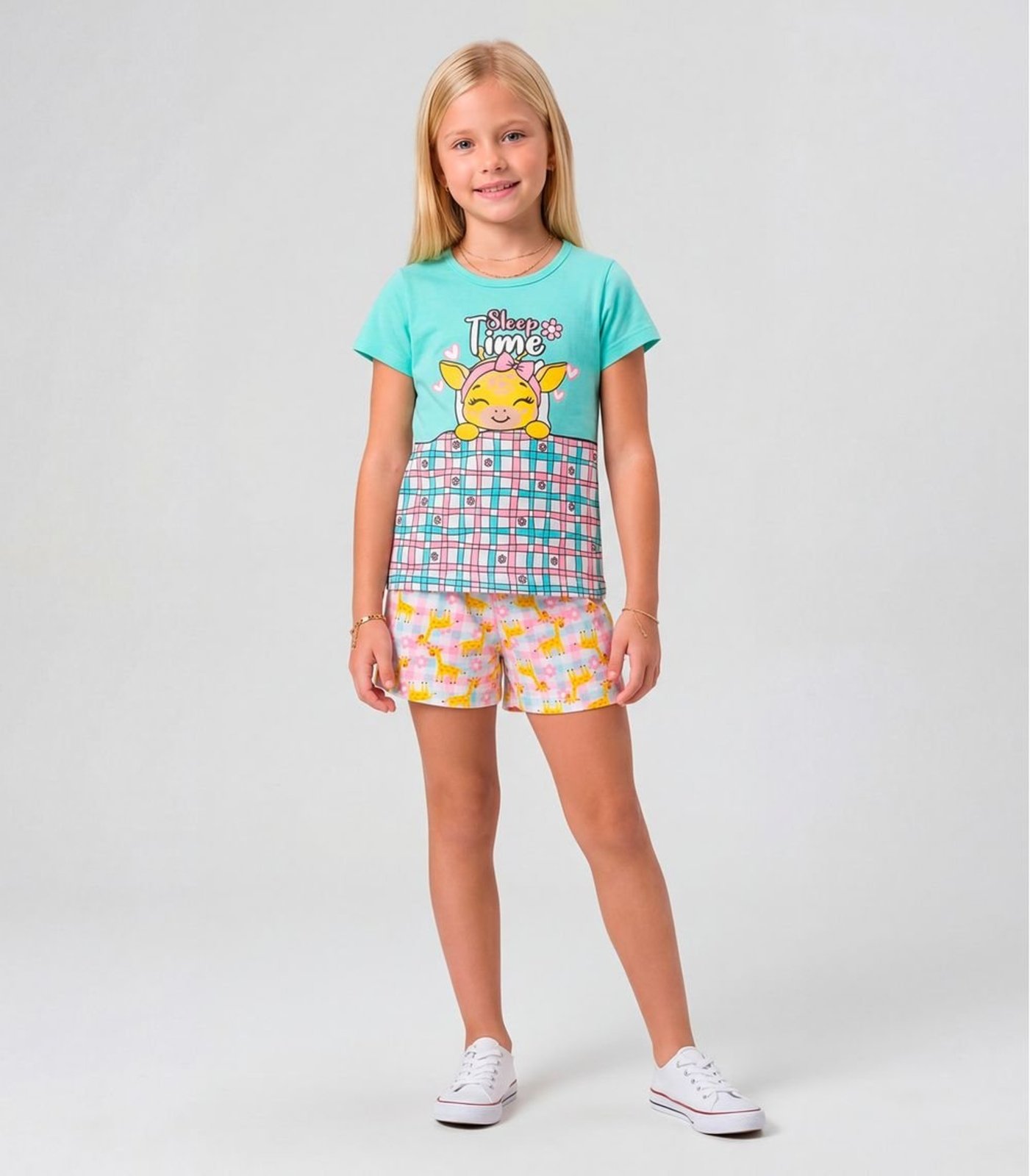 Pijama Menina Brilha no Escuro Kappes Azul