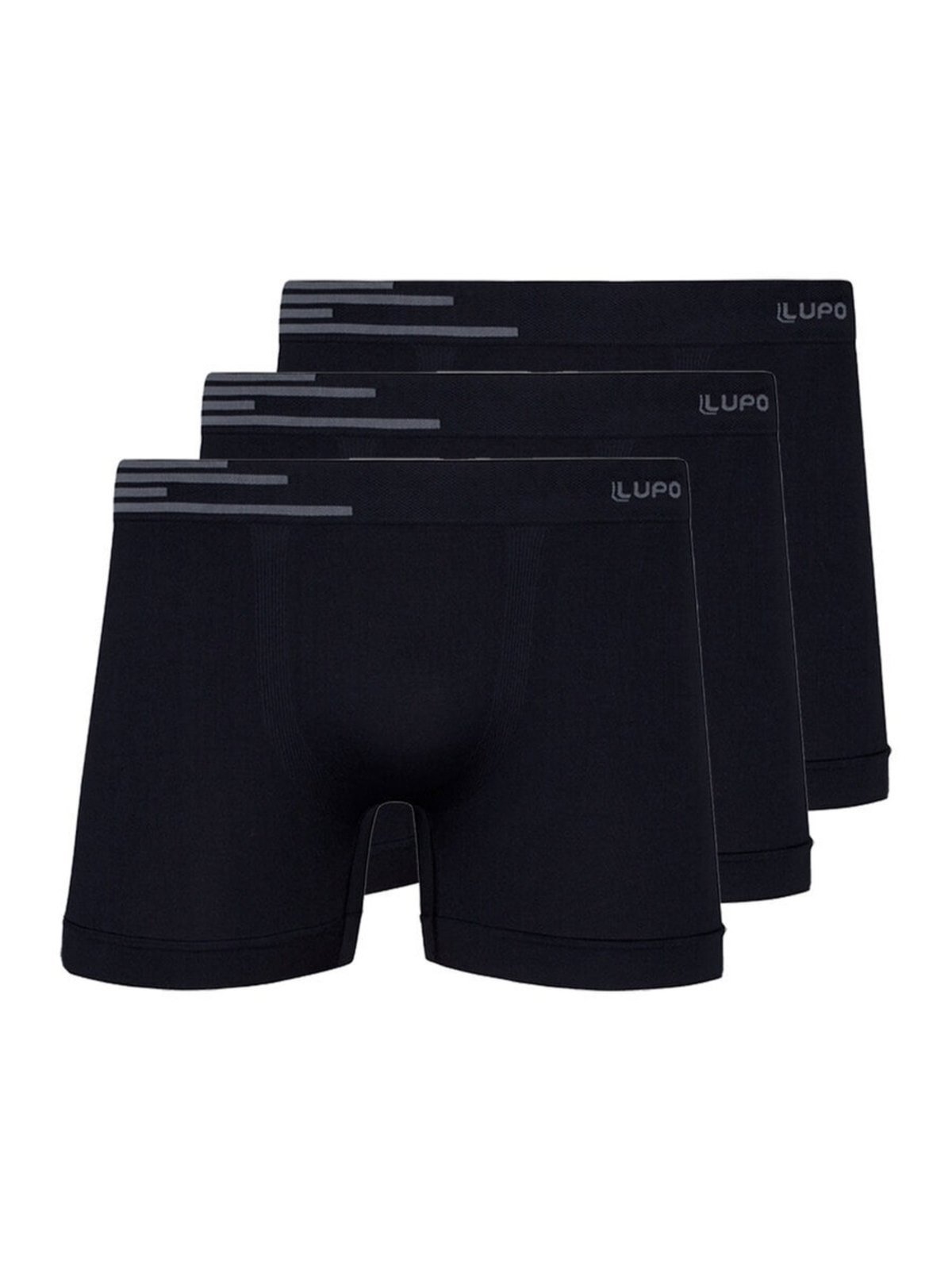 Kit com 3 Cuecas Boxer Lupo 436-002 Preto