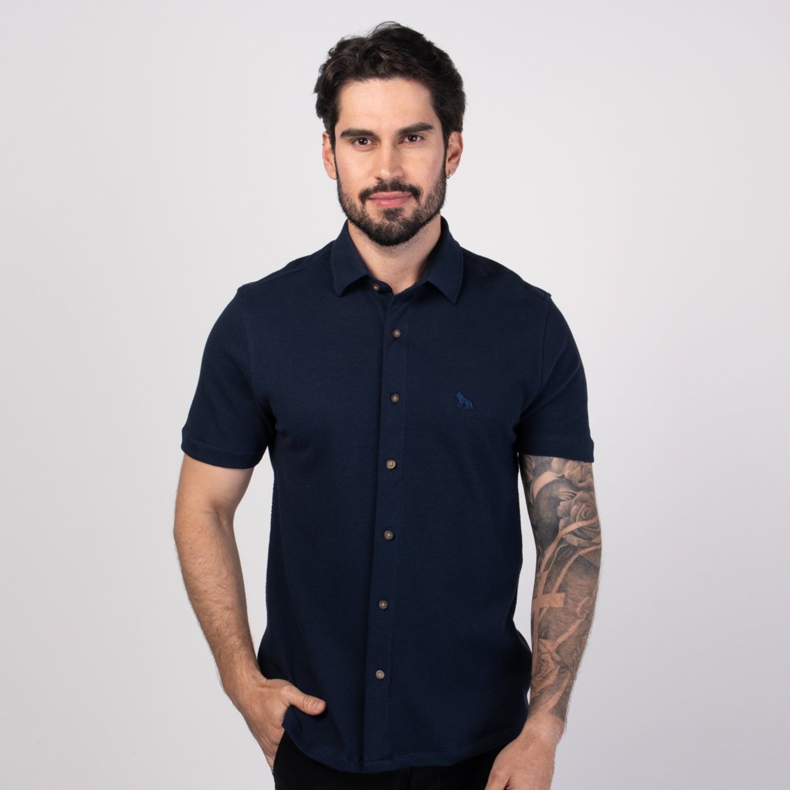Camisa Acostamento Resort Manga Curta Marinho
