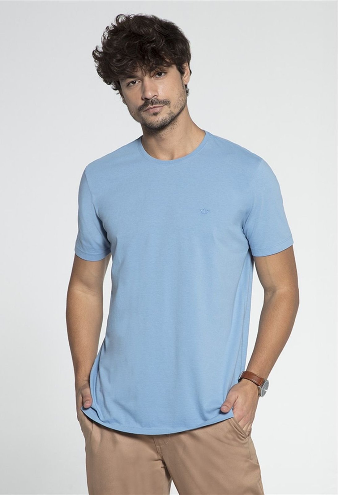 Camiseta Manga Curta Docthos Slim Meia Malha Tinturada Camiseta Manga Curta Docthos Slim Meia Malha Tinturada 080 Azul Turquesa Pp