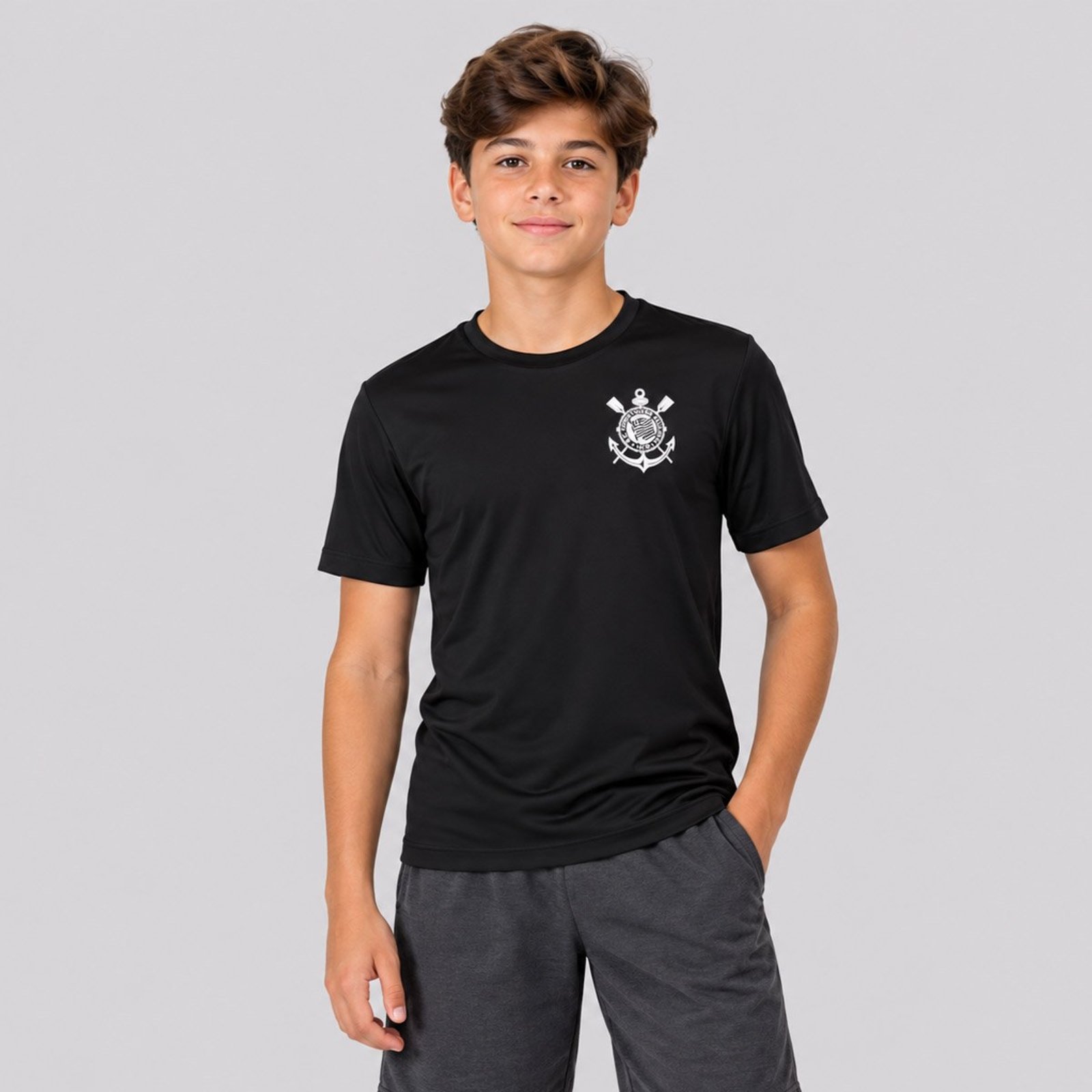 Camisa Corinthians Poderoso Cascão Juvenil Preta