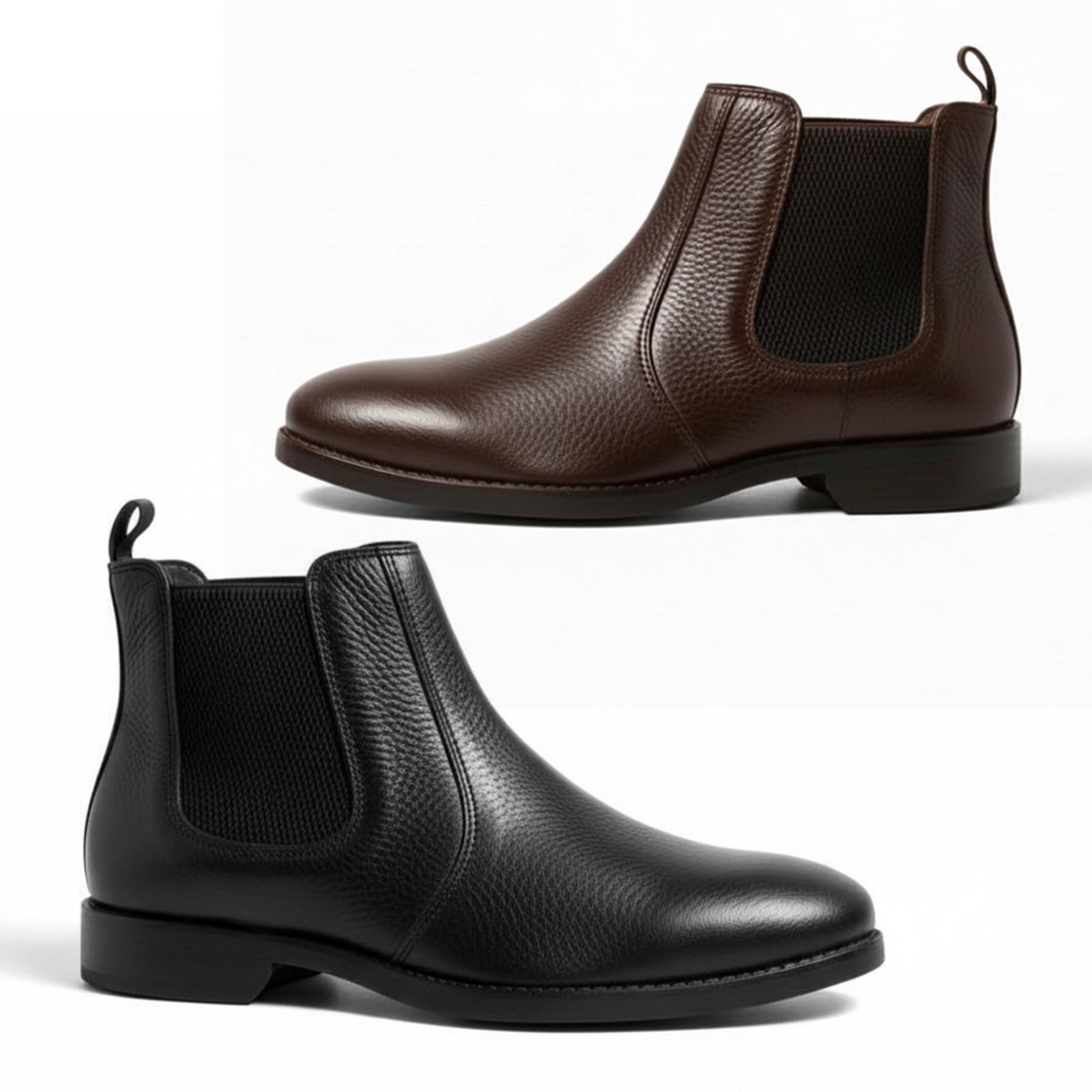 Vista 2 Kit Bota Masculina Chelsea London Vittal em Couro Legítimo Preta Confortável Anatômica USE VITTAL café/preto USE VITTAL café/preto