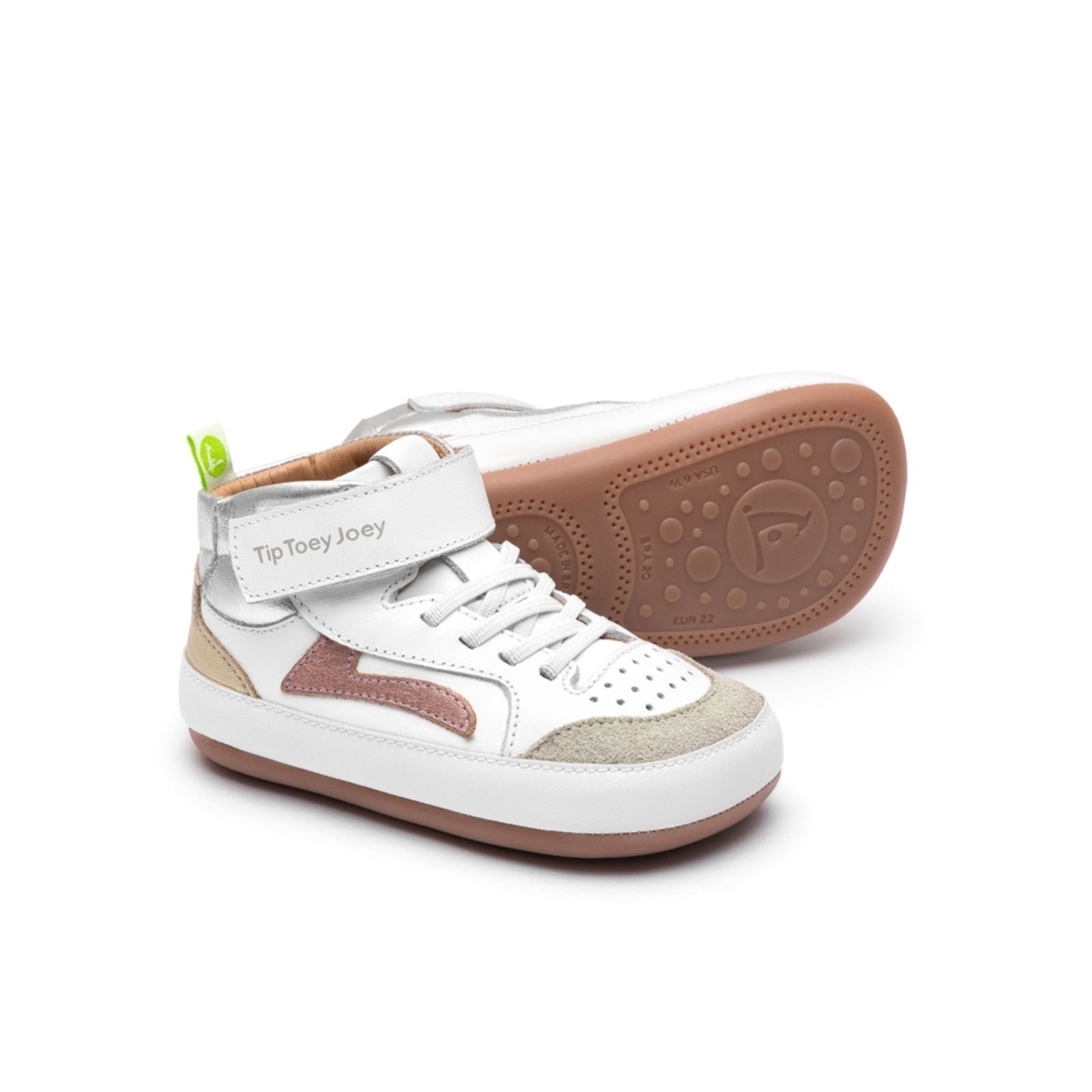 Infantil - Tênis Cano Alto Tip Toey Joey Landy High-Top Branco e Rosa