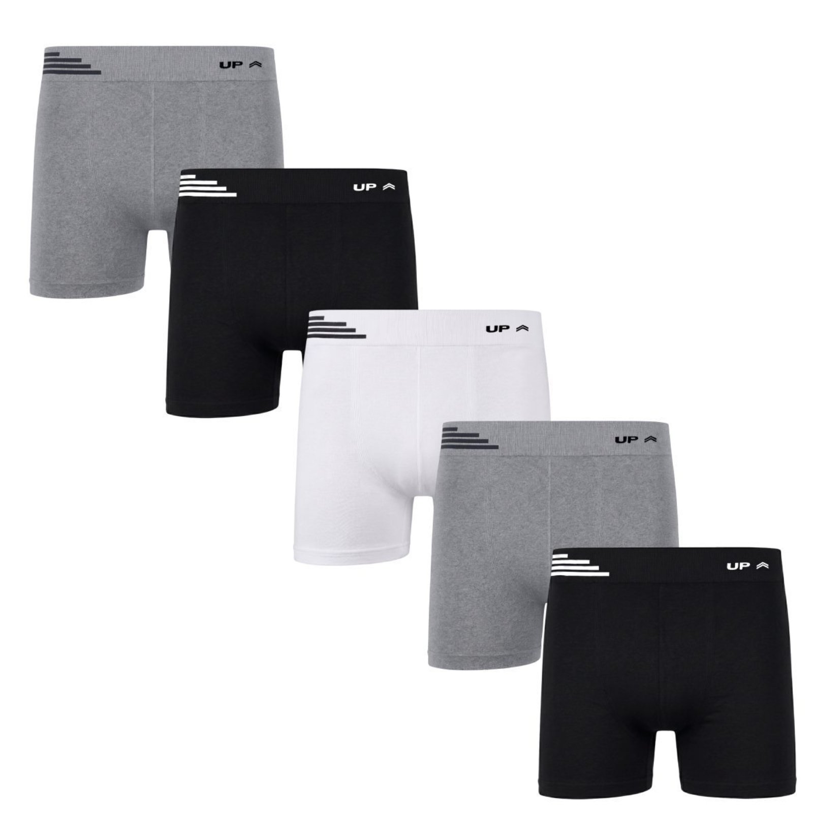 Kit 5 Cuecas Boxer UP Underwear Sem Costura Microfibra Sortida