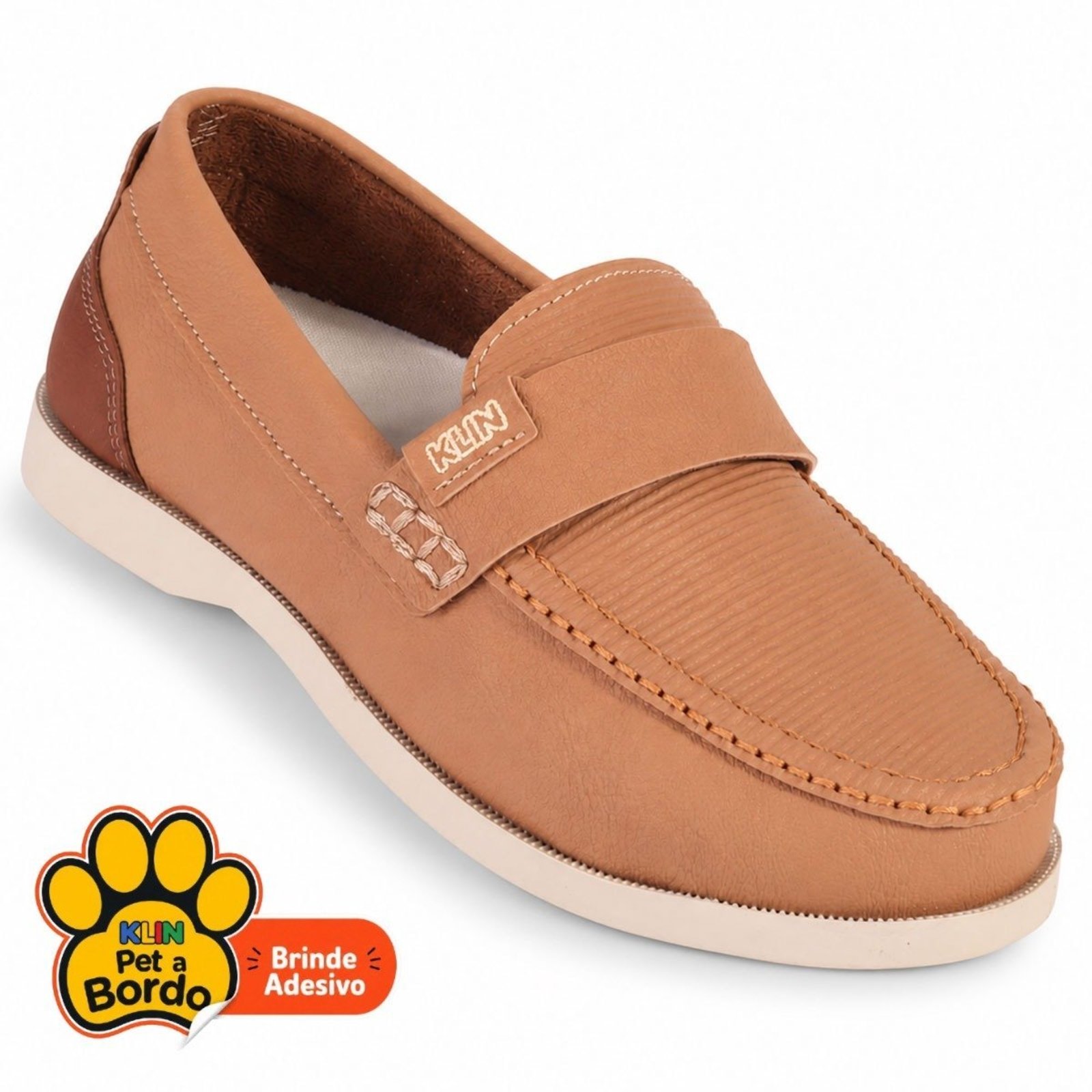 Infantil - Sapato Mocassim Masculino Klin Sider Caramelo