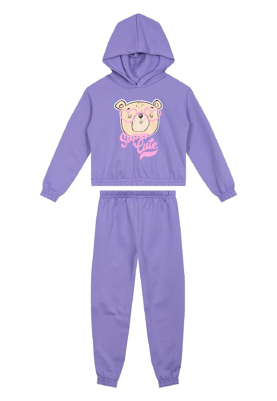 Infantil - Conjunto Menina Moletom Felpado Guloseima Roxo
