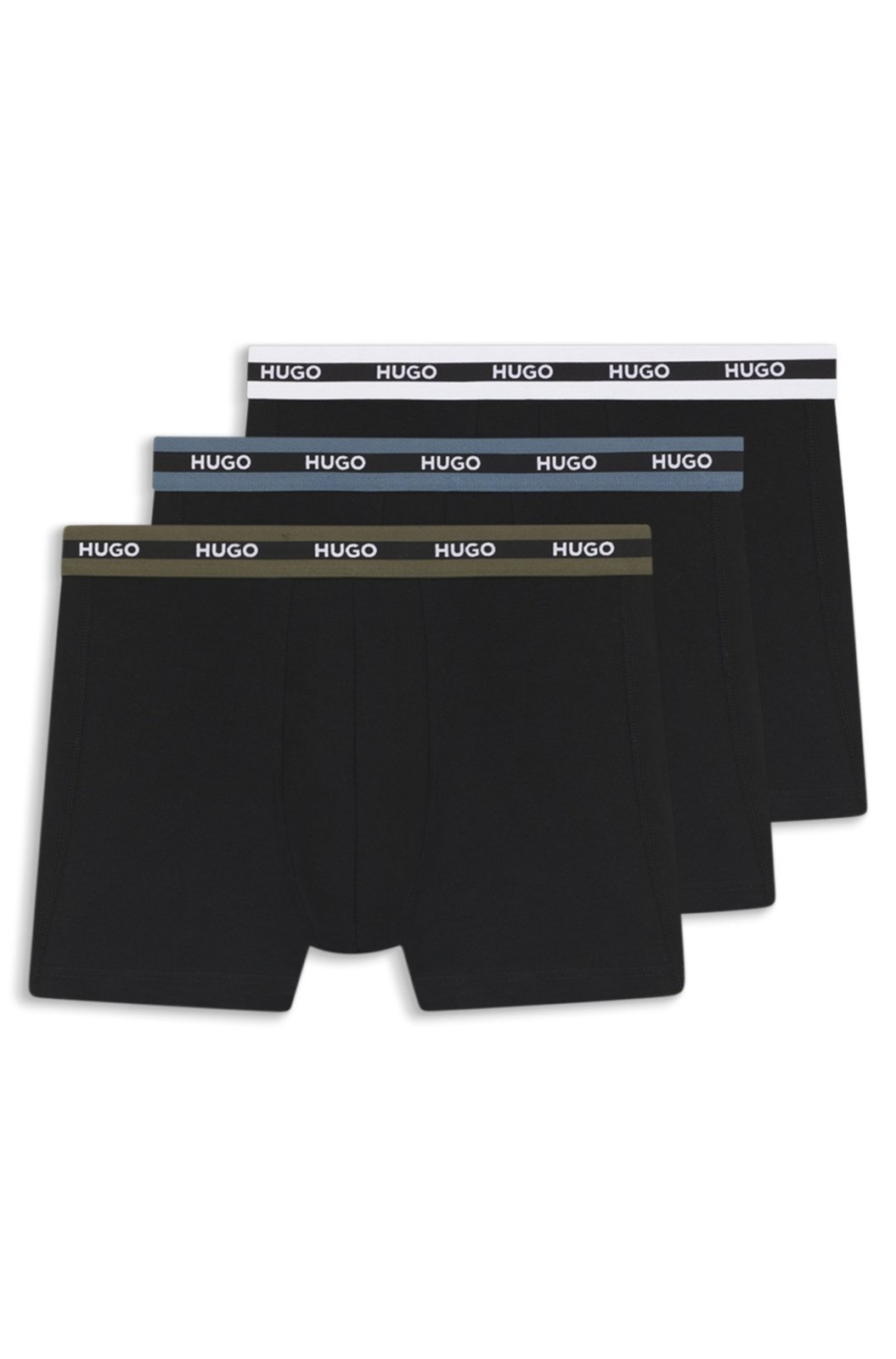 Vista 2 Kit Com Três Cuecas De Algodão Stretch Com Logos HUGO preto HUGO preto