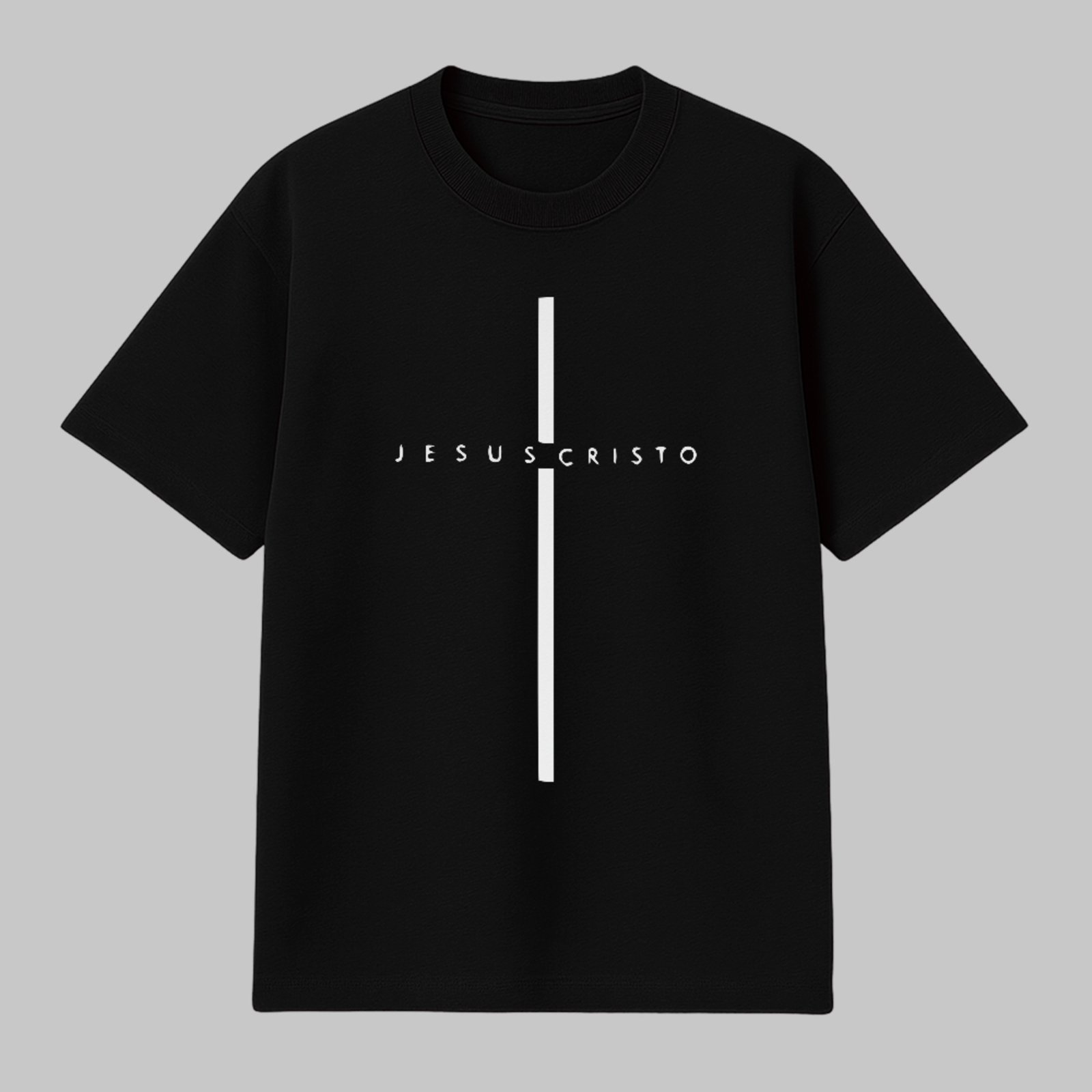 Camiseta Básica Camiseta Básica Jesus Cristo Fé Cristã Minimalista Unissex Preto