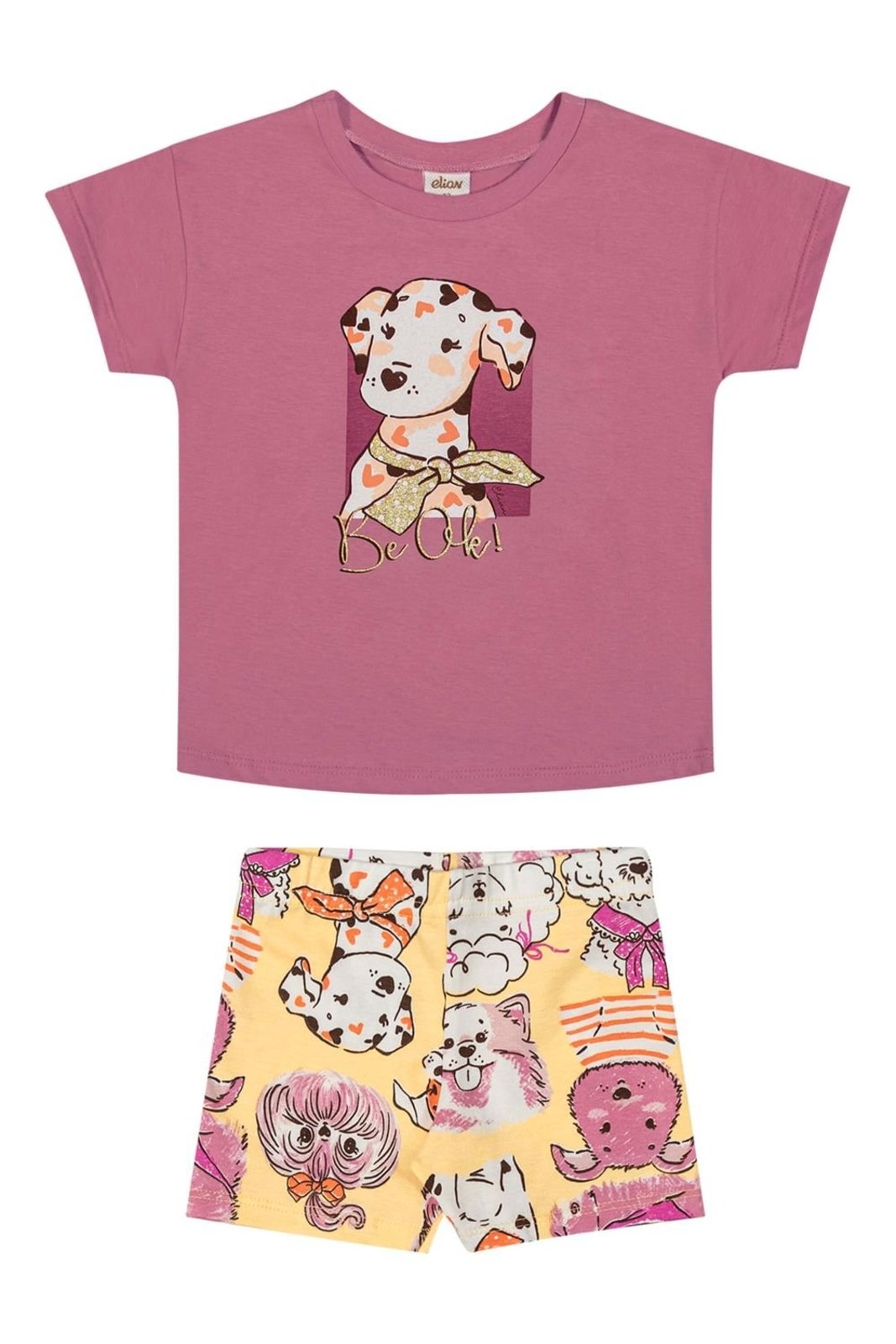 Infantil - Conjunto Menina Dálmata Brilho Elian Rosa