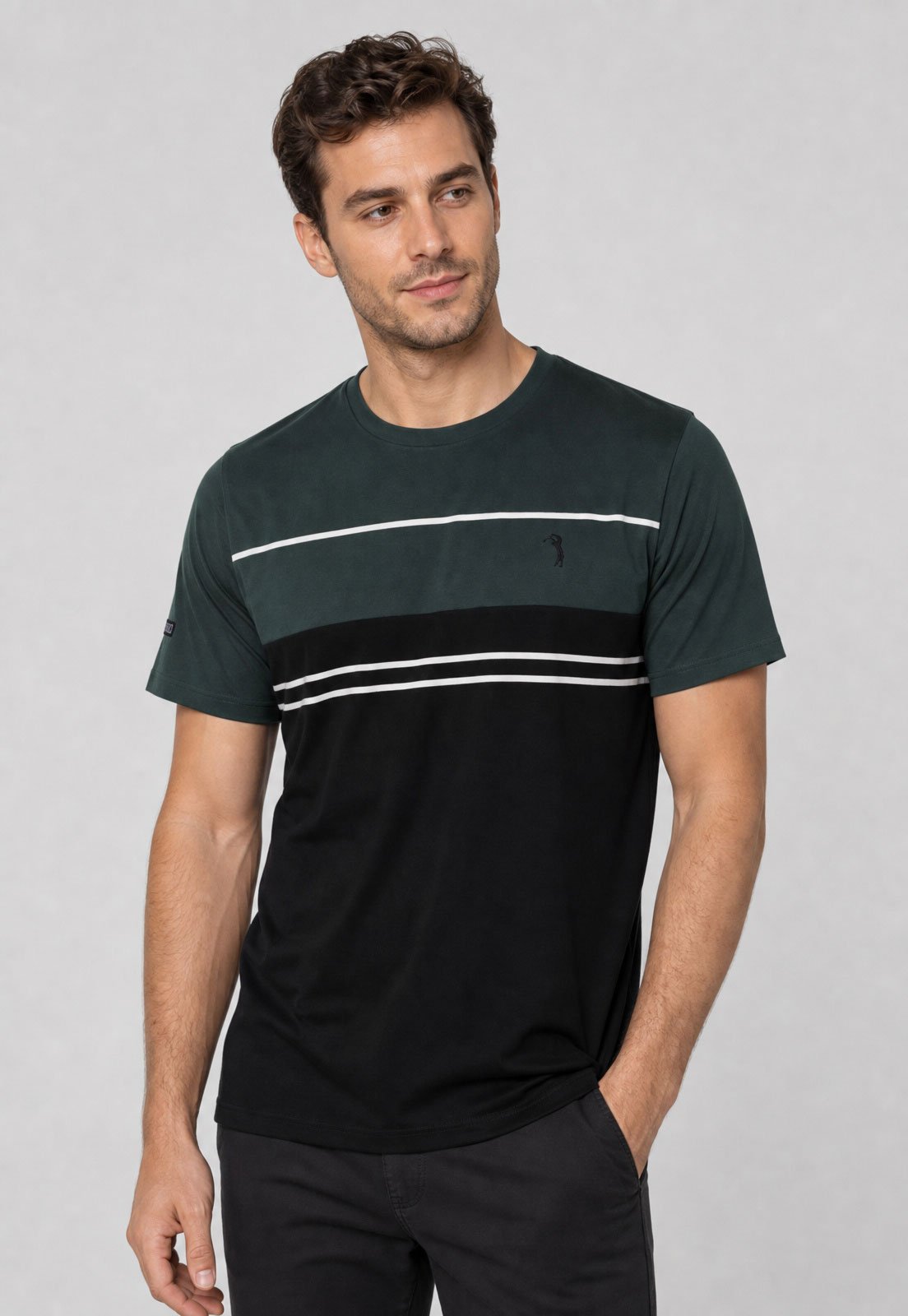 Camiseta Masculina Aleatory Listrada Verde