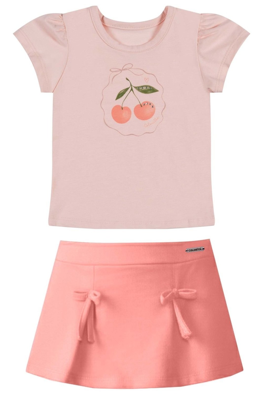Infantil - Conjunto Menina Manga Curta Cereja Colorittá Rosa