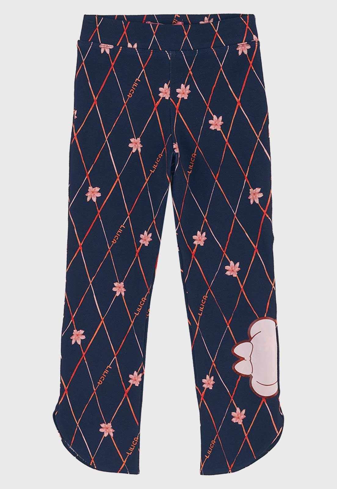 Calça Lilica Ripilica Estampada Flores Azul-Marinho