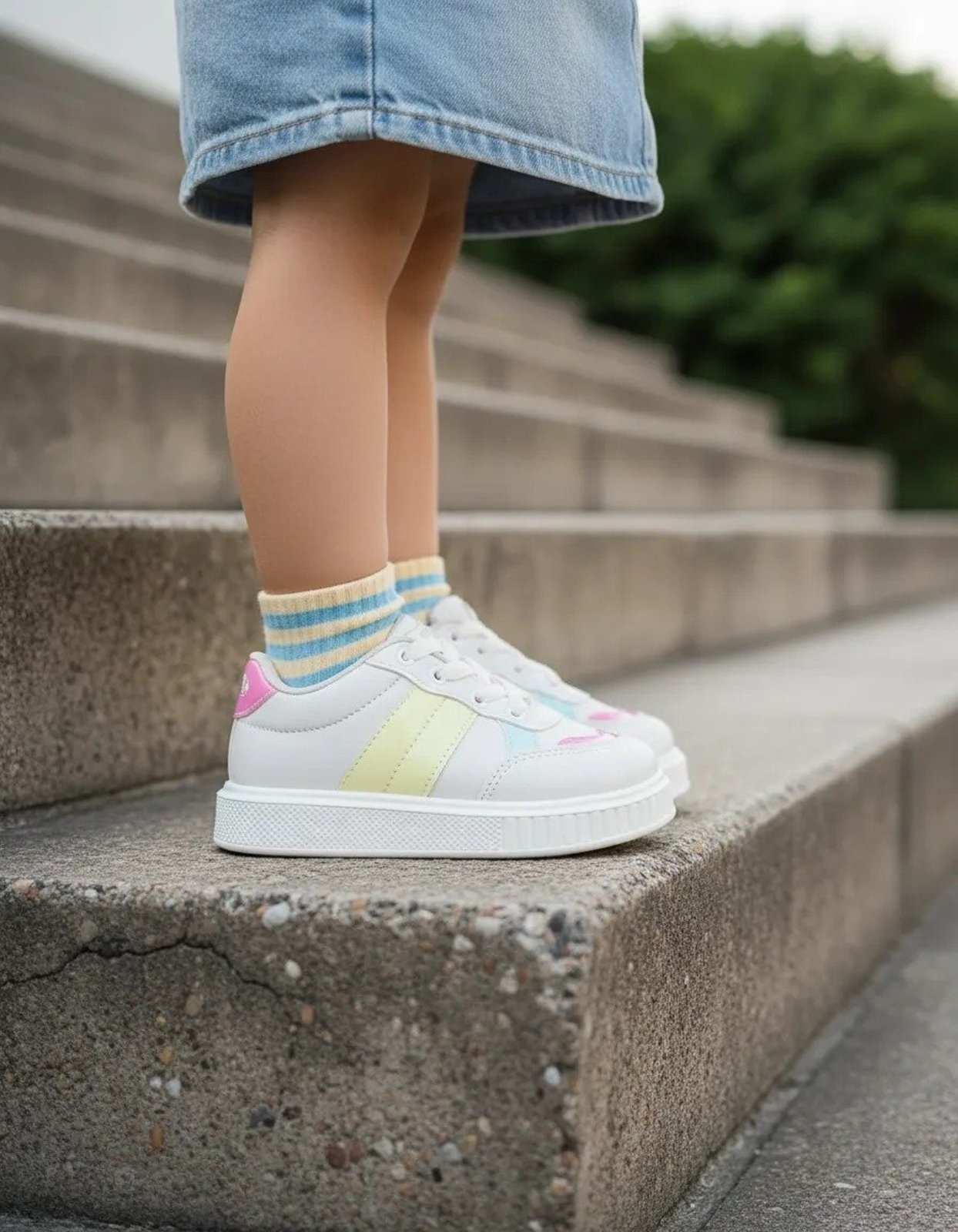 Infantil – Tênis Feminino Casual Footz Menina Escolar Conforto Macio Escolar Moda Colégio Off White