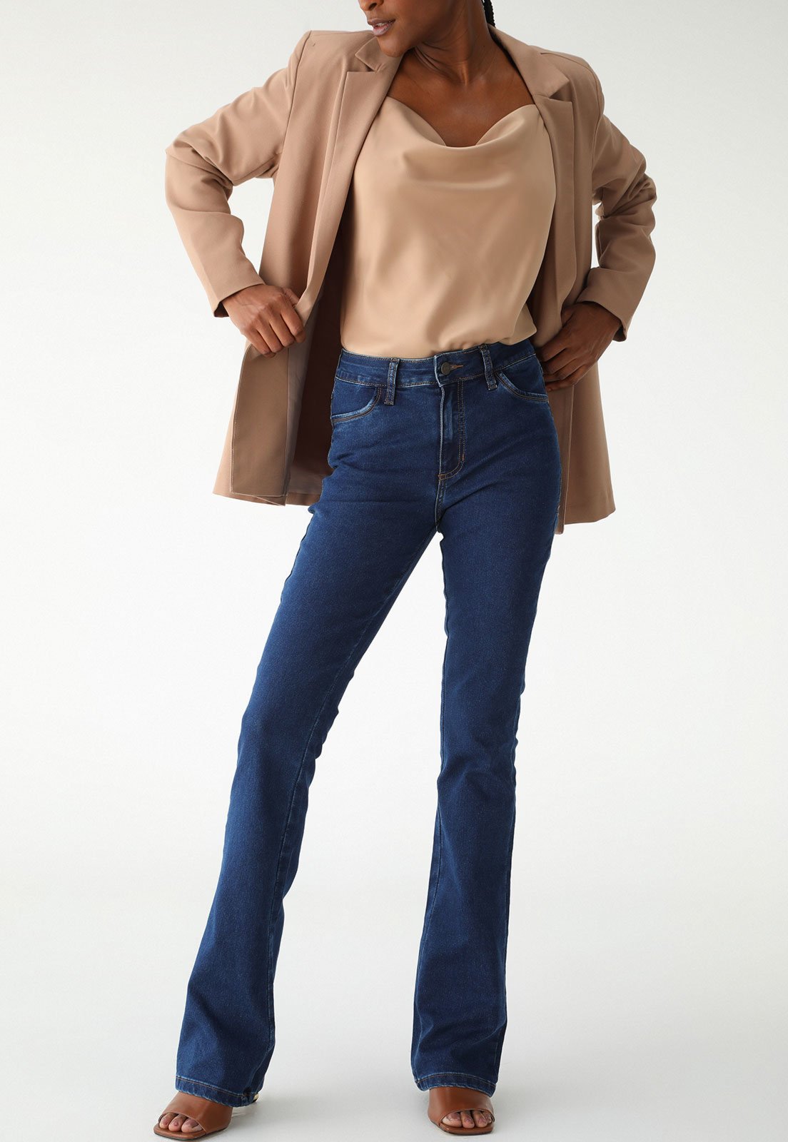 Calça Jeans Dudalina Bootcut Fenda Azul