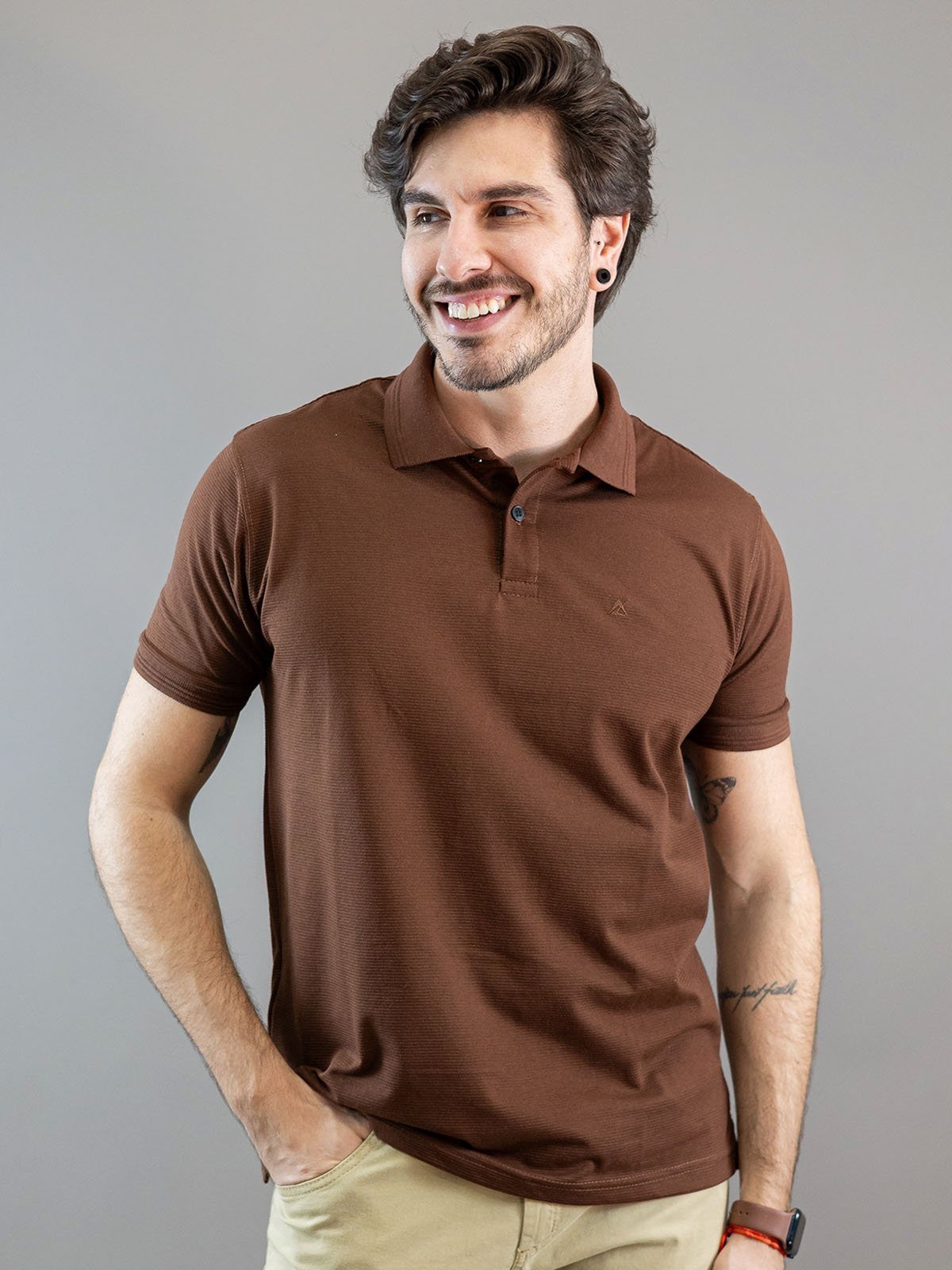 Camisa Polo Masculina Algodão Texturizada Manga Curta Anticorpus