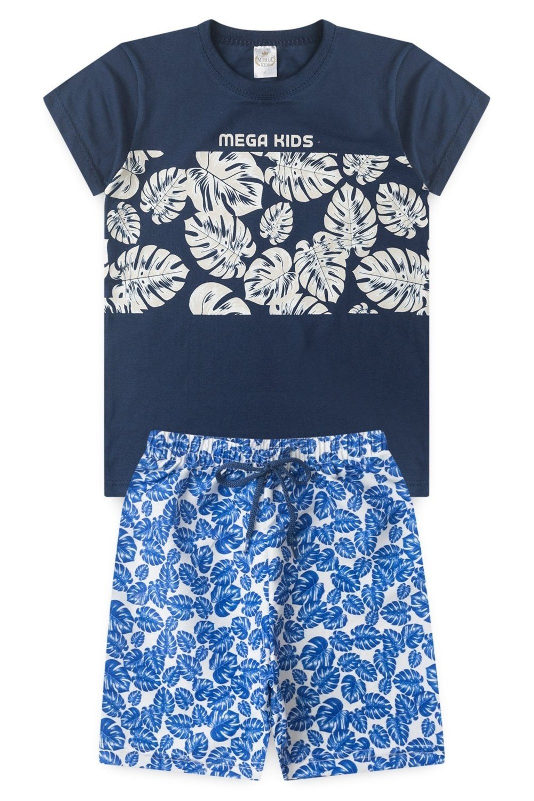 Infantil – Conjunto Verão Masculino Folhagem Marinho – Mega