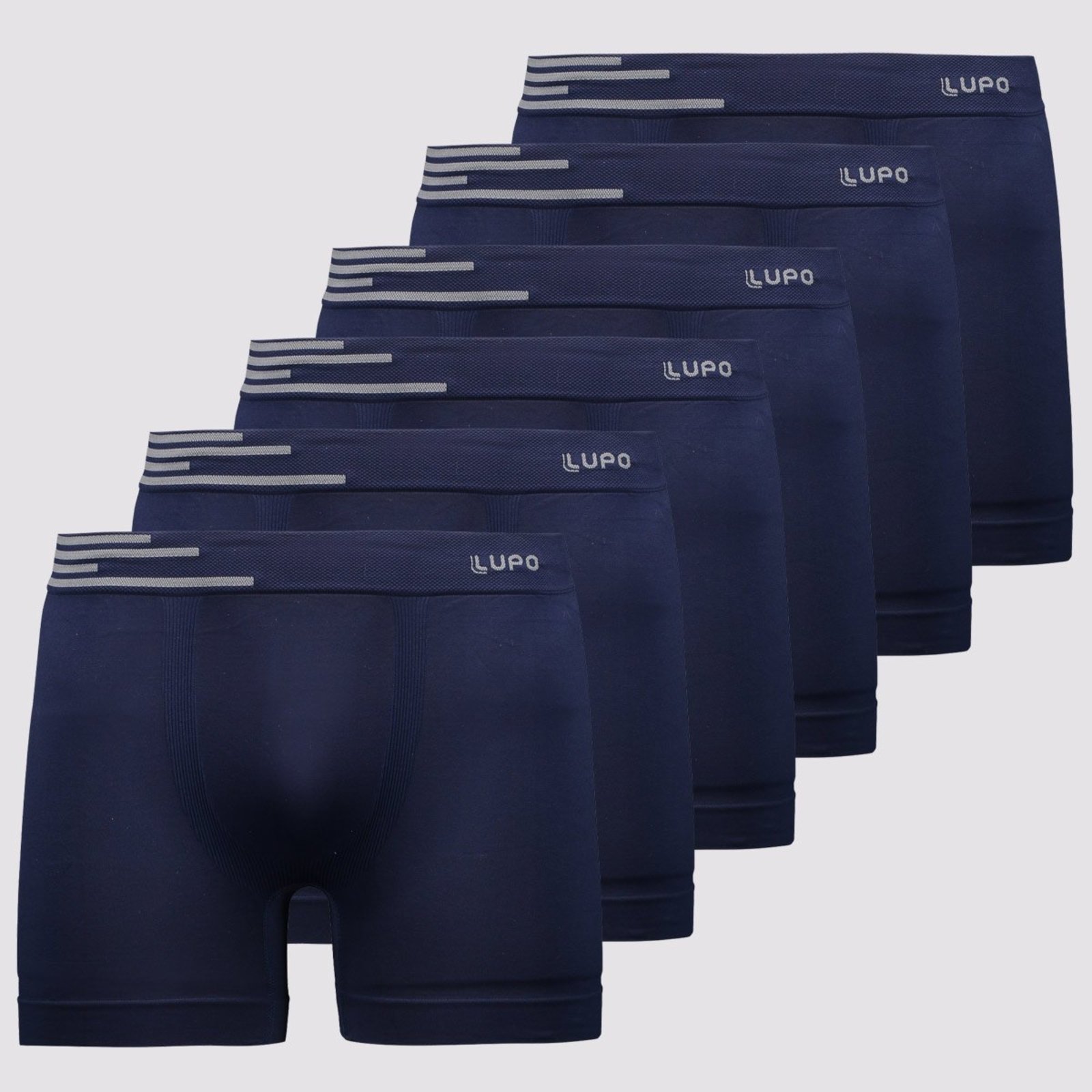 Kit 6 Cuecas Boxer Lupo Light Fit Marinho