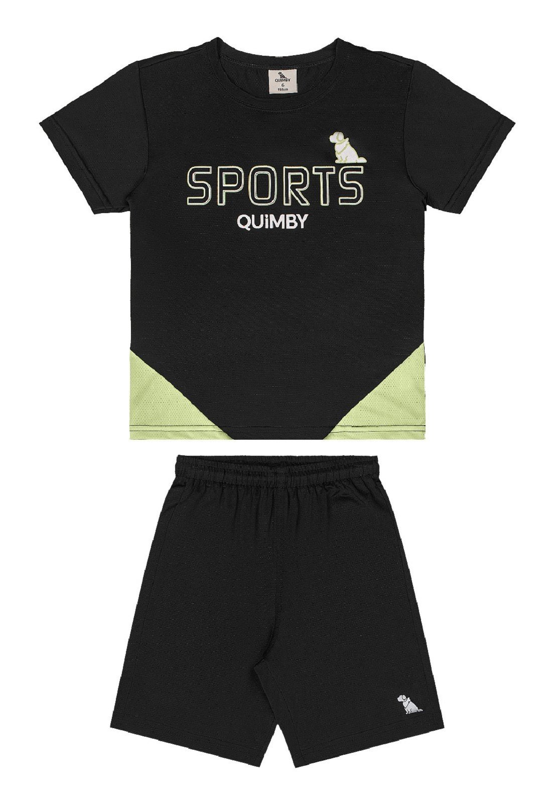 Infantil - Conjunto Camiseta Bermuda Dry Fit Quimby Preto
