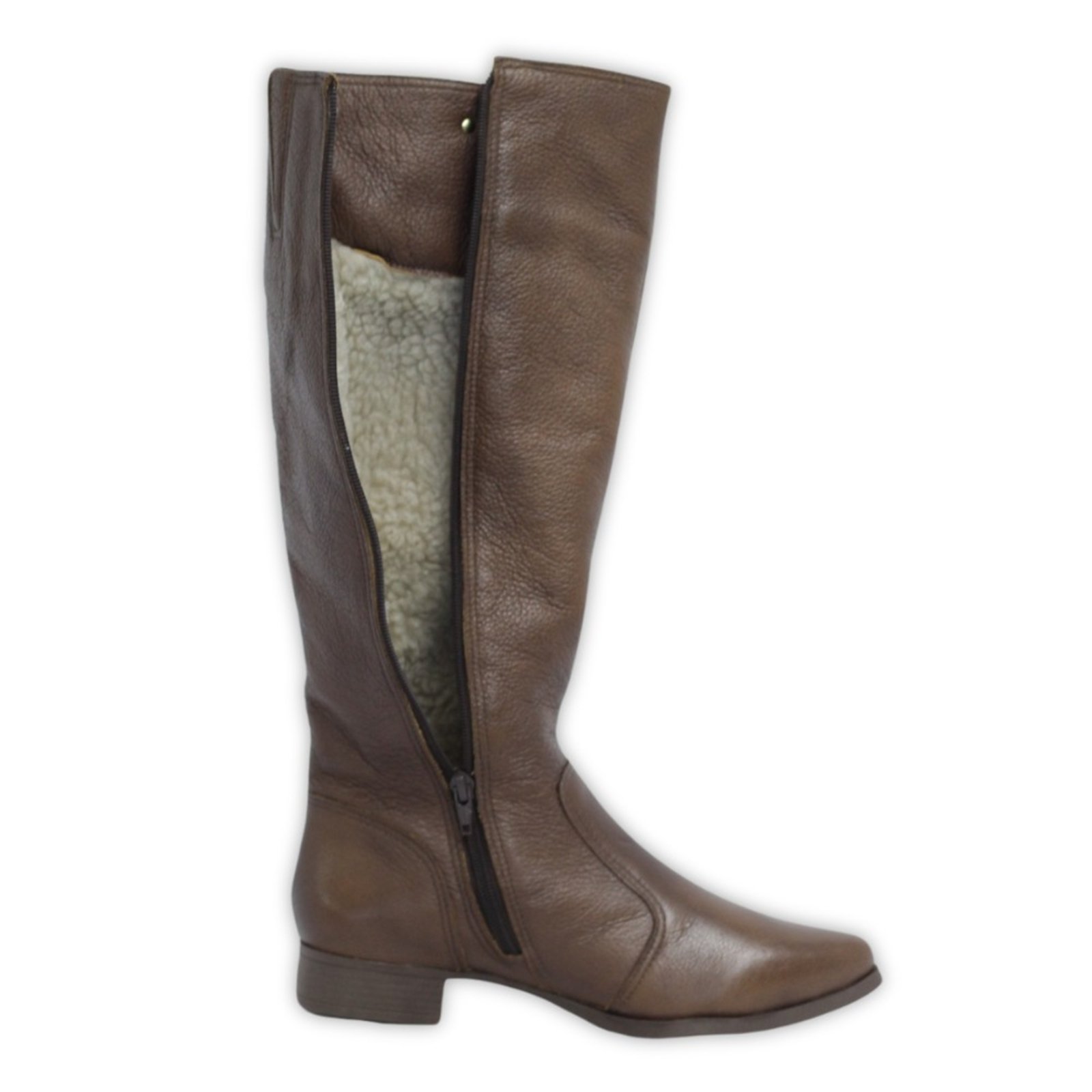 Vista 2 Bota Feminina Lã Sintética Bico Fino Cano Longo Couro Salto 2,5 Cm Camel Spinelli caramelo Spinelli caramelo