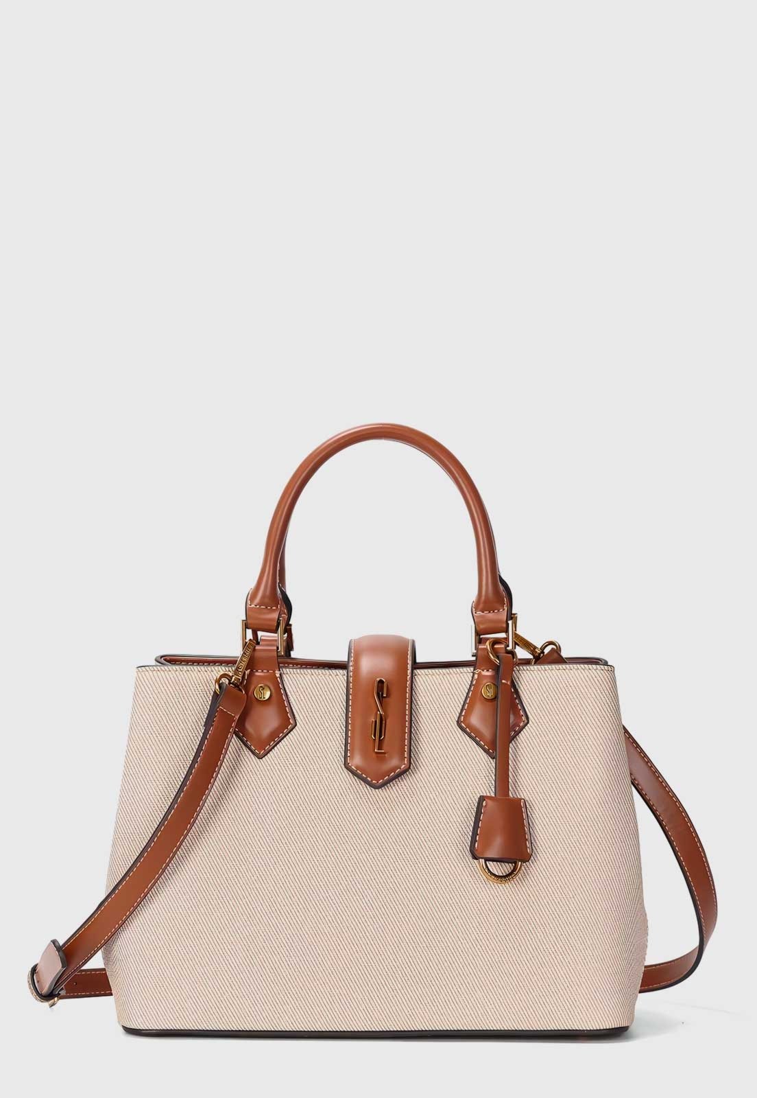 Bolsa Santa Lolla Estruturada Alça Curta Bege