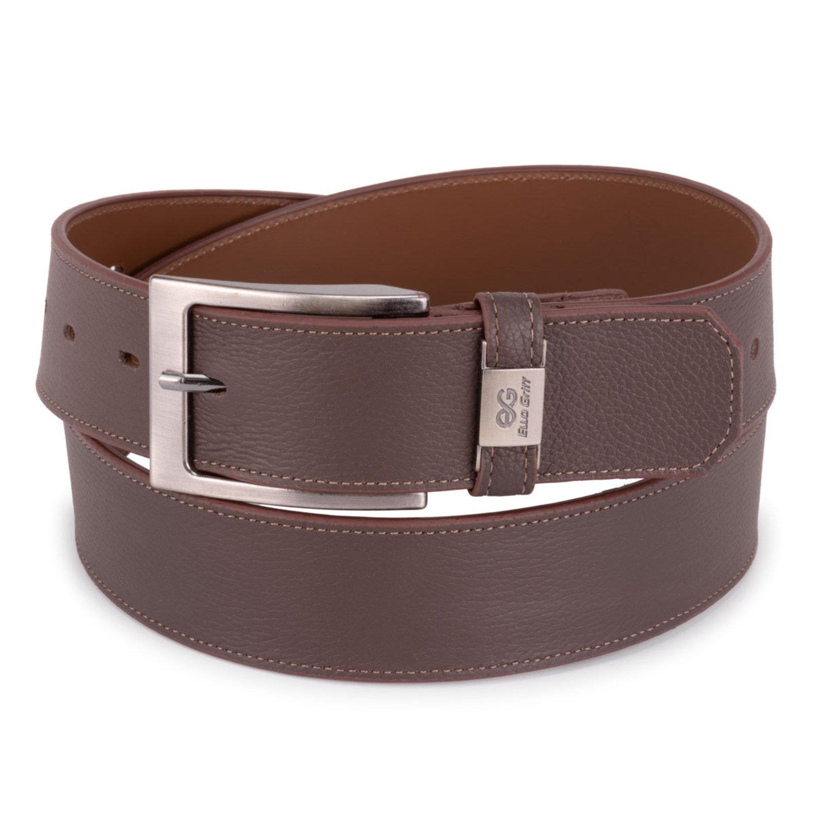 Cinto De Couro Legítimo Masculino 4cm Estilo Rústico Premium Ello Griff Marrom-escuro