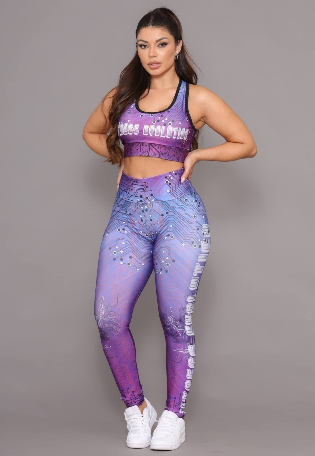 Conjunto Feminino Top e Calça Fitness Cintura Alta Linha Premium Não Transparente